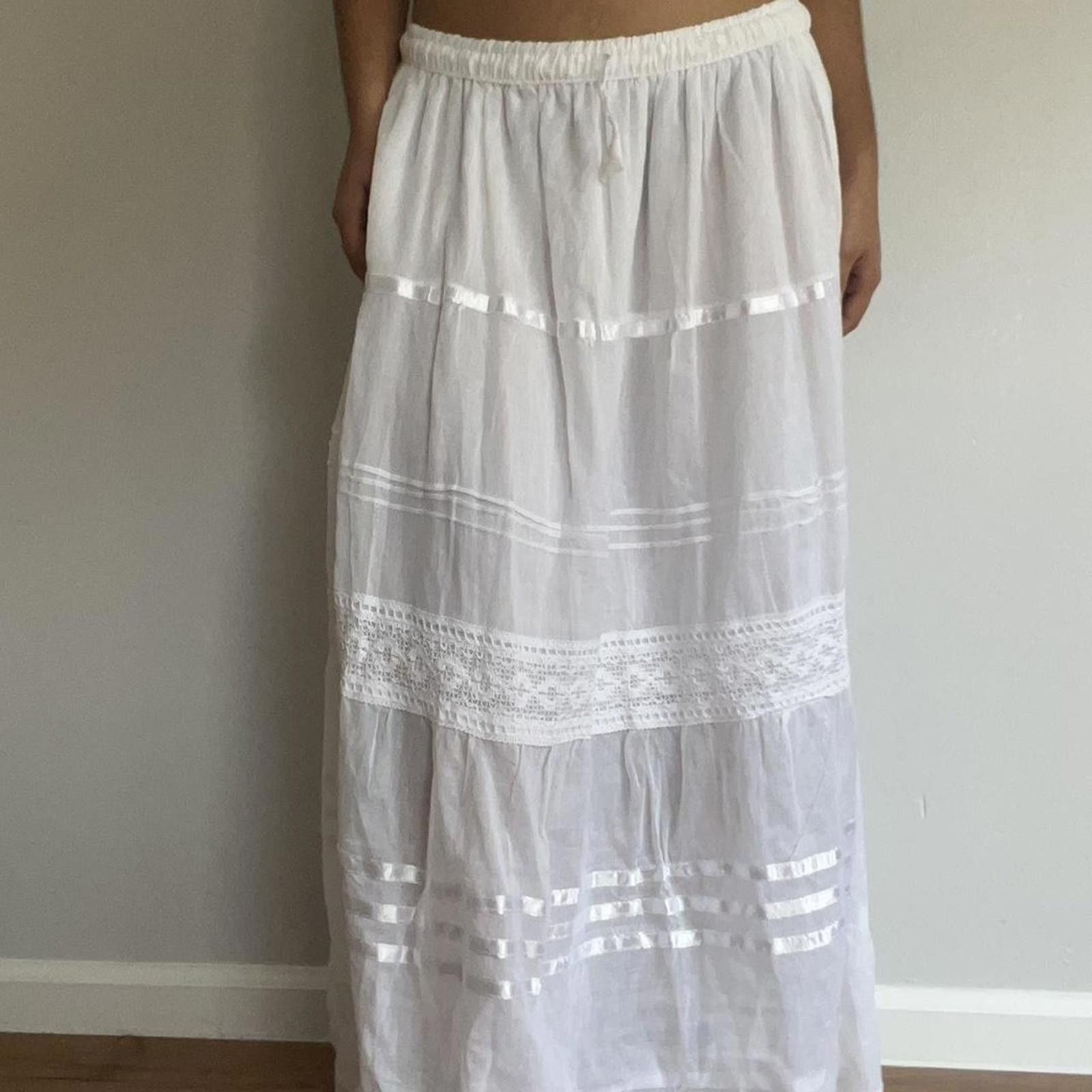 Ann Taylor White maxi skirt with elastic waistband #maxiskirt Size 30" / US 8 / IT 44 - 5 Thumbnail