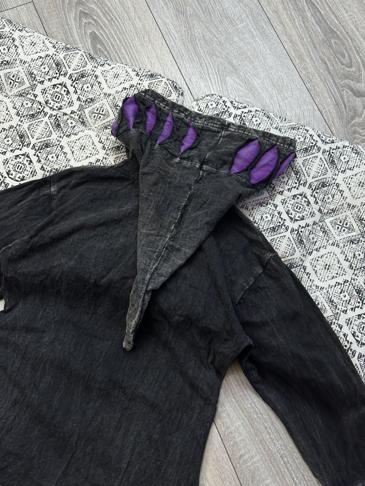 Fruit Of The Loom Boho Slashed Purple Goth Pointed Elf Hippie Goth Hoodie Size S / US 4 / IT 40 - 10 Thumbnail