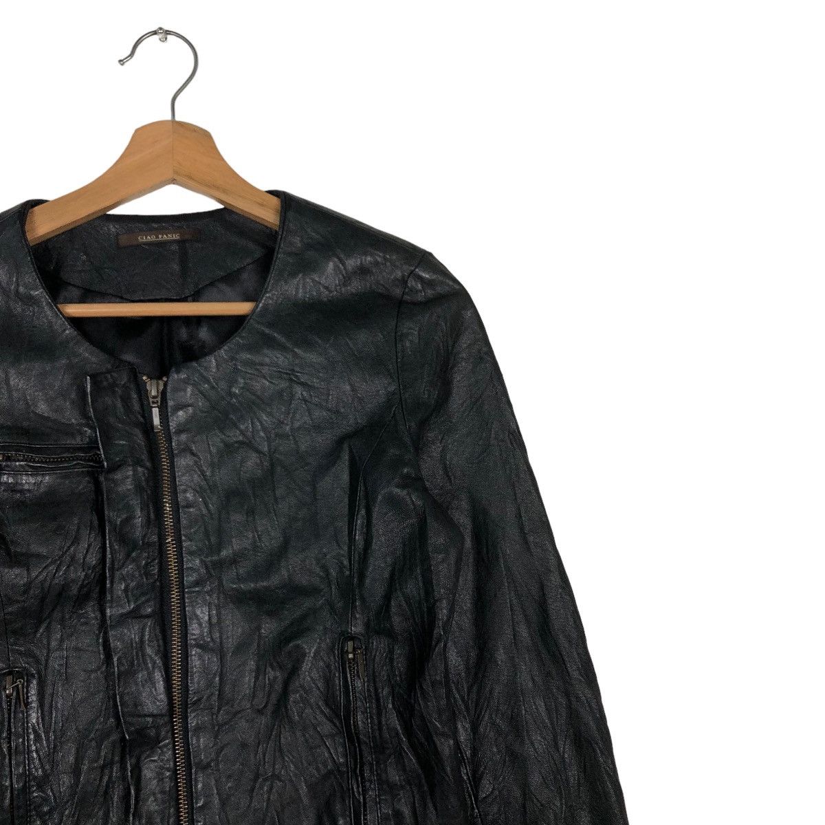 Japanese Brand 📌CROPPED BIKER LEATHER JACKET CIAO PANIC JAPAN Size M / US 6-8 / IT 42-44 - 6 Thumbnail