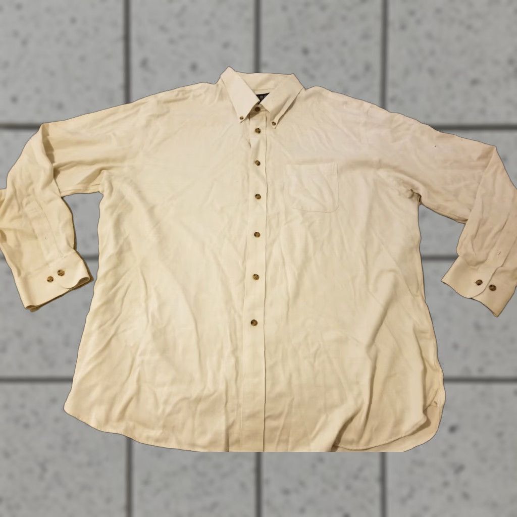 Brooks Brothers VINTAGE? Brooks Brothers Dress Shirt 2XL Beige Cotton Mens Slim Button Shirt Size 48R - 1 Thumbnail