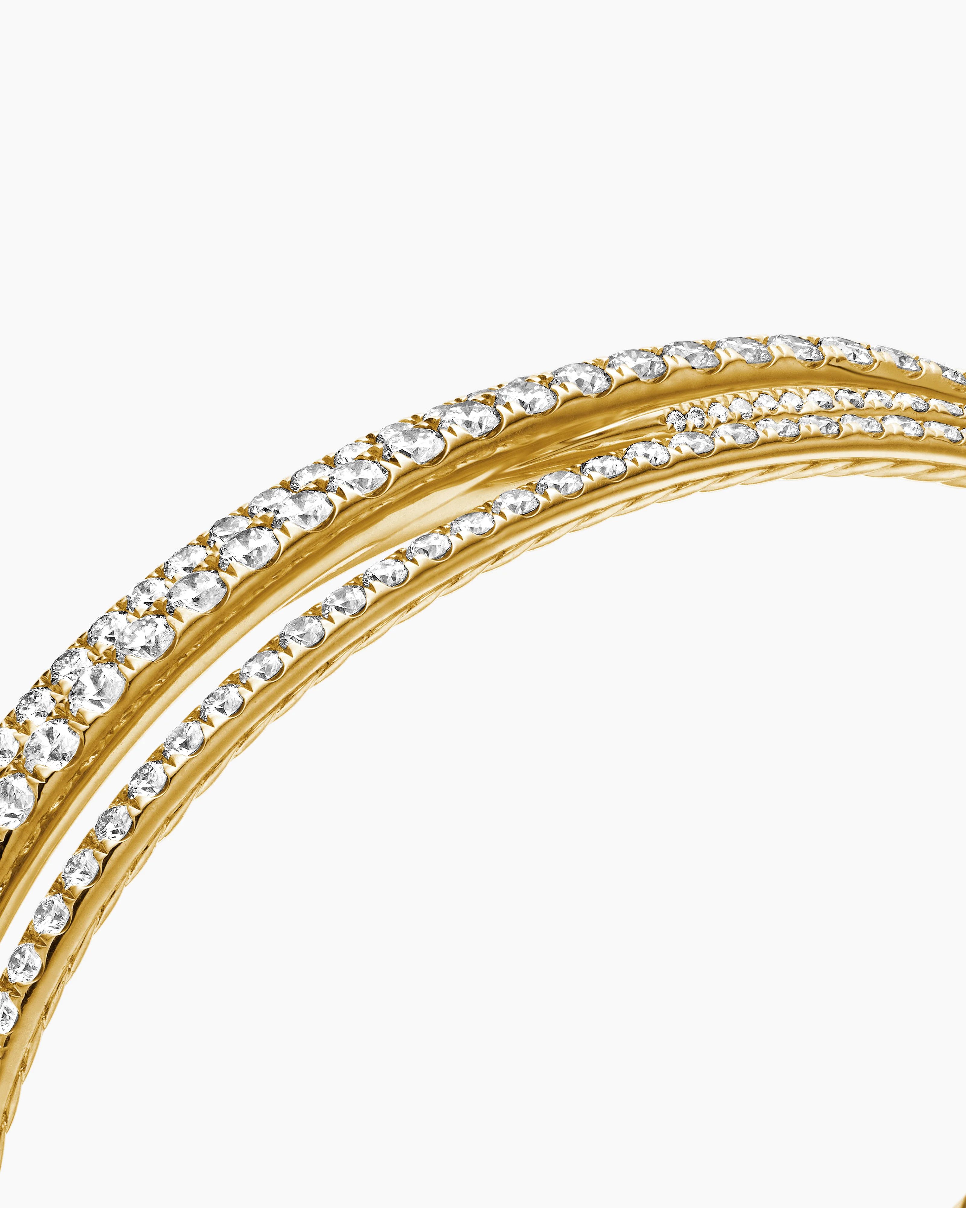 David Yurman oc11z0625 Size: M / Pavé Crossover Three Row Bracelet Gold Size ONE SIZE - 5 Thumbnail