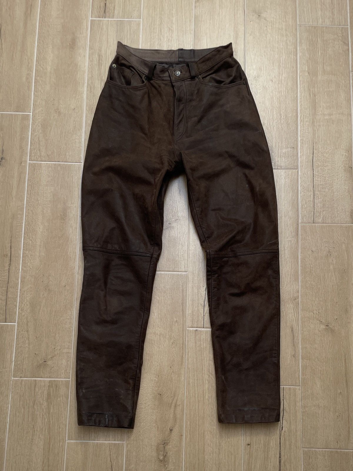Leather Tomahawk Vintage 90s Y2K Brown Cowboy Genuine Leather Pants Size US 31 - 2 Thumbnail