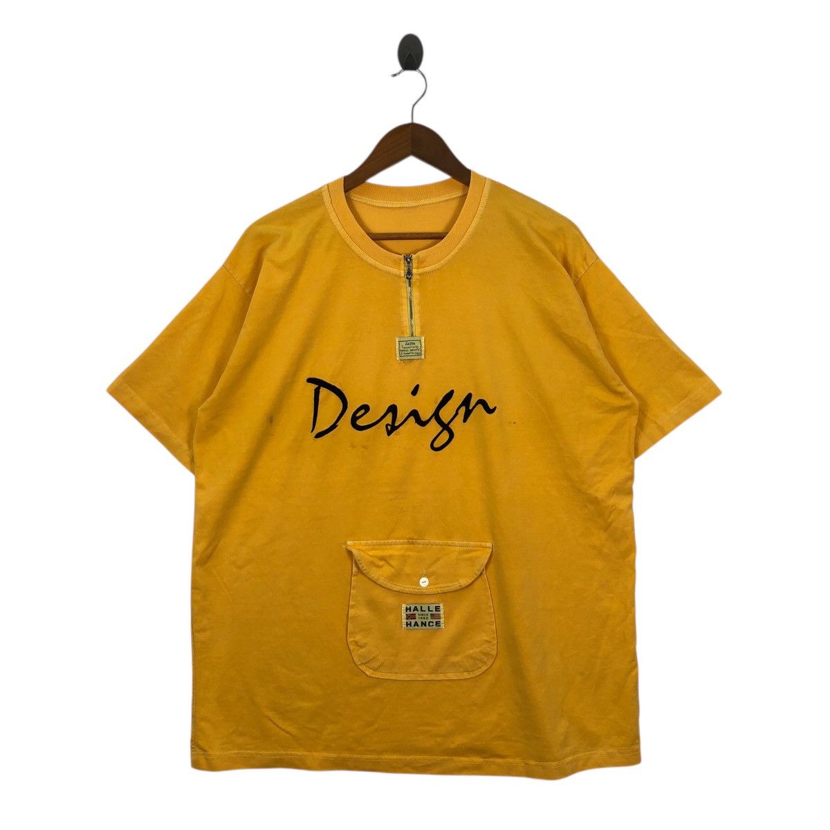 Vintage Vintage 90s HALLE HANCE T-Shirt Kangaroo Pocket Half Zipper Size US XL / EU 56 / 4 - 1 Thumbnail