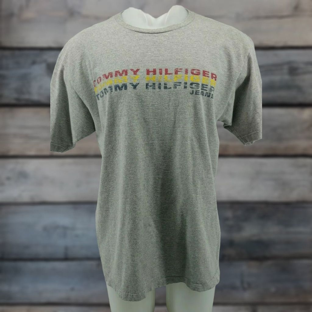 Tommy Hilfiger Tommy Hilfiger Logo T-Shirt Men’s Medium Gray Shirt Crew Neck Short Sleeve Cotton Blend Regular Fit Size US M / EU 48-50 / 2 - 1 Thumbnail