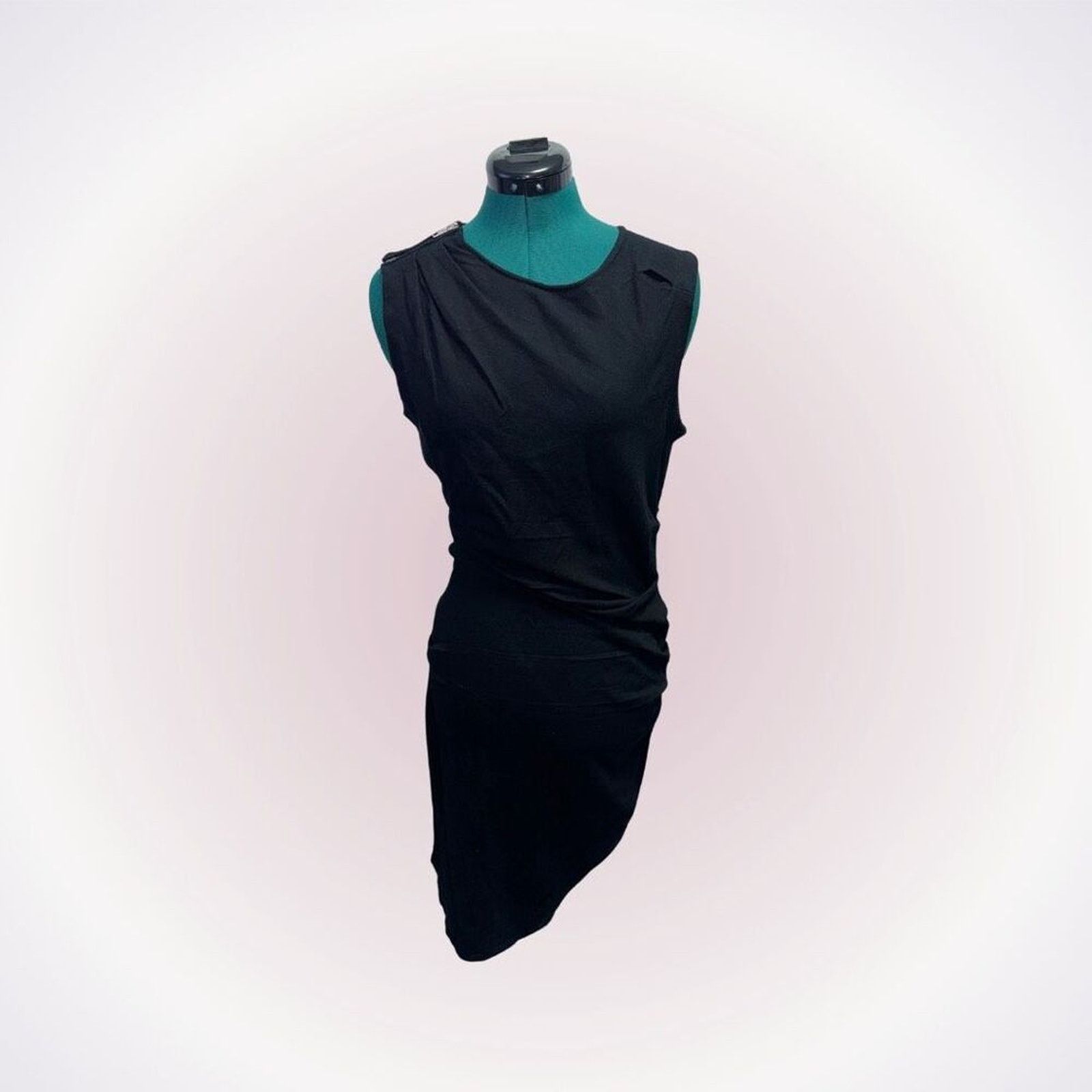All Saints Black Rina Asymmetric Draped Dress Sz L NWT