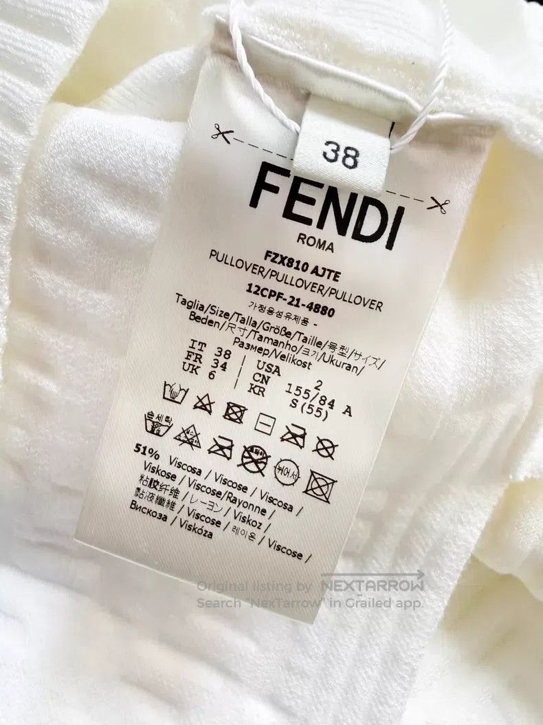 Fendi Fendi White Long Sleeve Sweatshirt with FF Logo Size XS / US 0-2 / IT 36-38 - 5 Thumbnail