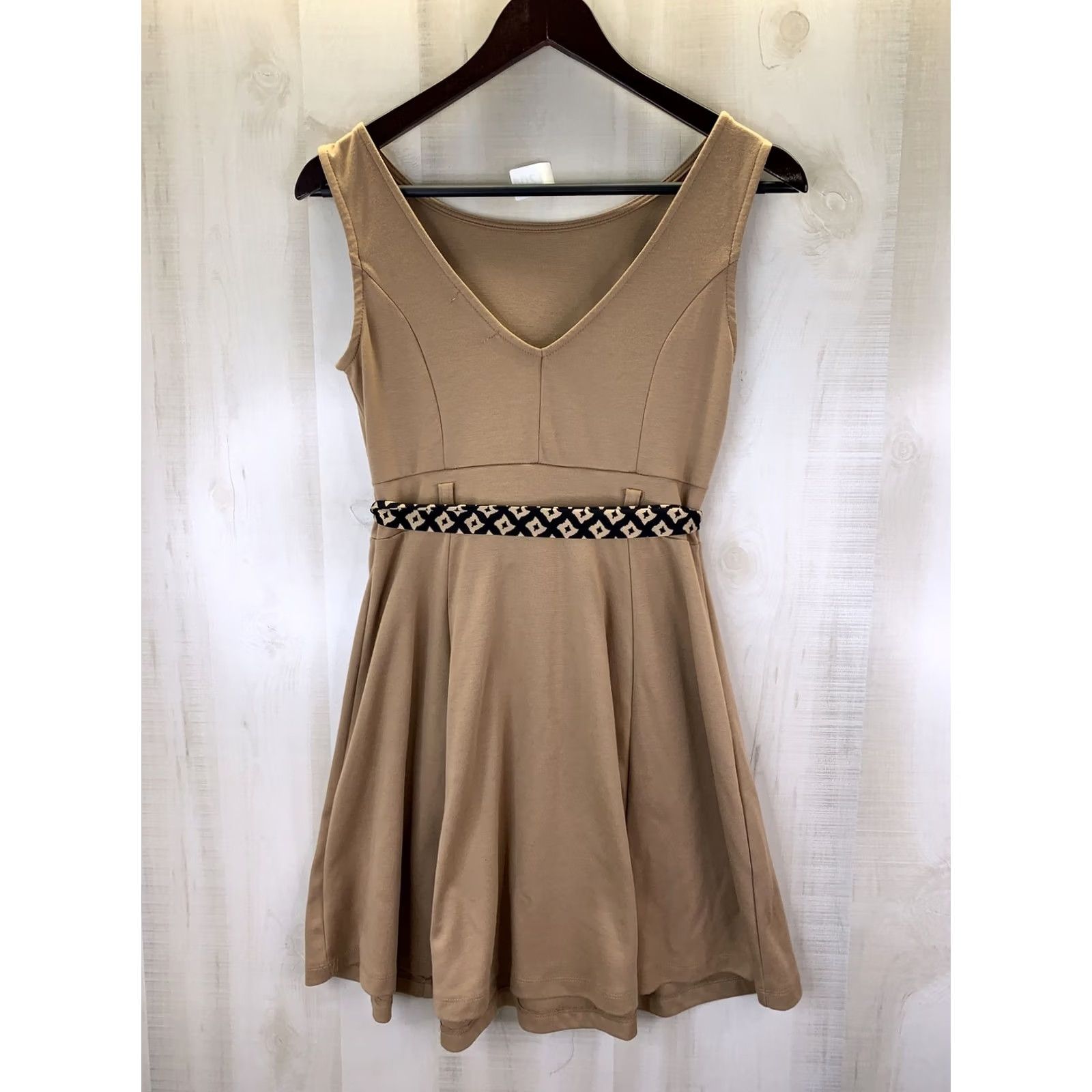 Vintage Monteau Beige Pleated Front Sleeveless Women’s Dress Medium-11204 Size M / US 6-8 / IT 42-44 - 6 Thumbnail