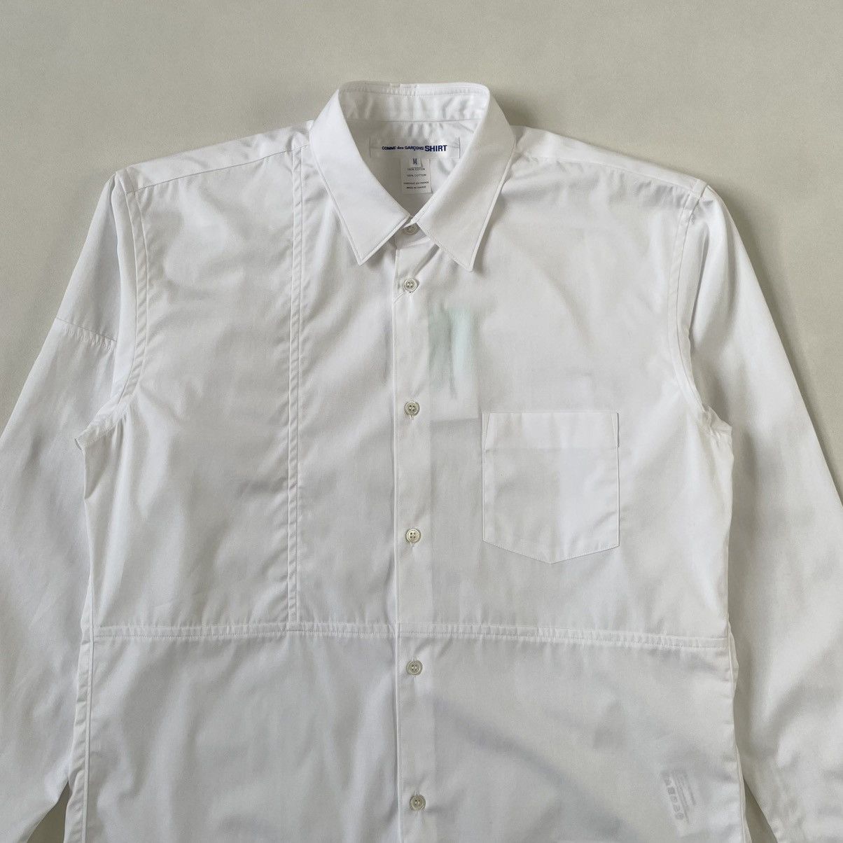 Comme des Garcons White Cotton ‘Patchwork Panelled’ Shirt Size US M / EU 48-50 / 2 - 3 Thumbnail
