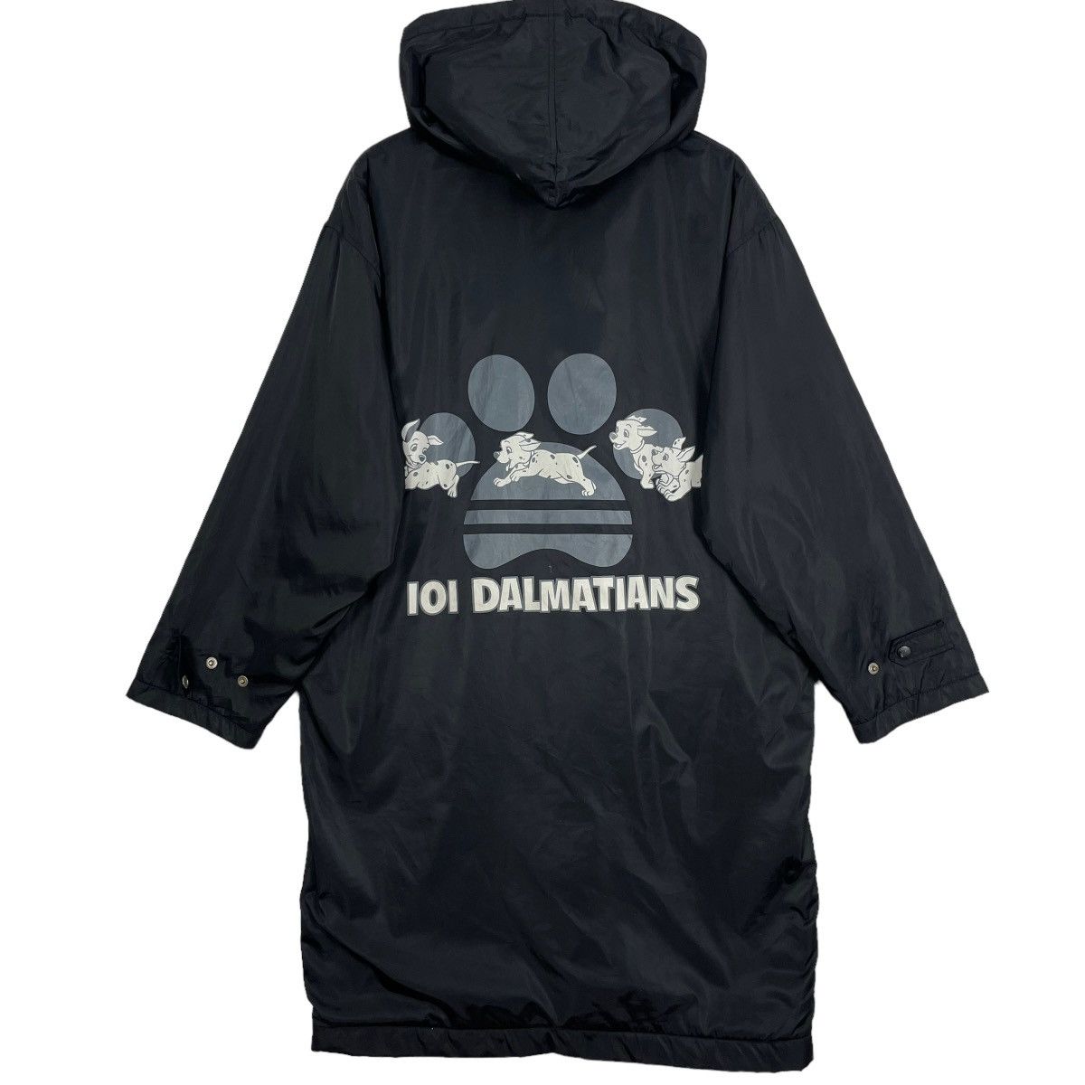 image of Cartoon Network x Disney Vintage Disney 101 Dalmatians Long Jacket Back Print Hoodie in Black (Size