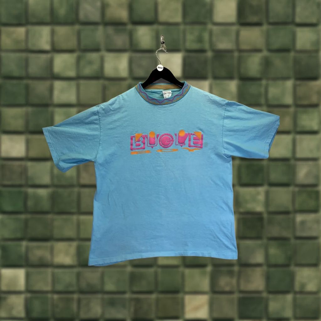 Bugle Boy VINTAGE Bugle Boy Shirt Mens L Blue Knit Collar 90s Graphic Tee Short Sleeve Cotton Large-8692 Size US L / EU 52-54 / 3 - 1 Thumbnail