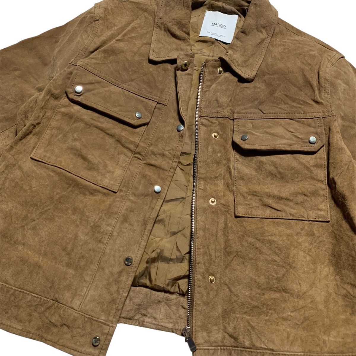 Mango 2000s Mango Real Suede Leather Jacket Classy Style Brown Size L / US 10 / IT 46 - 4 Thumbnail