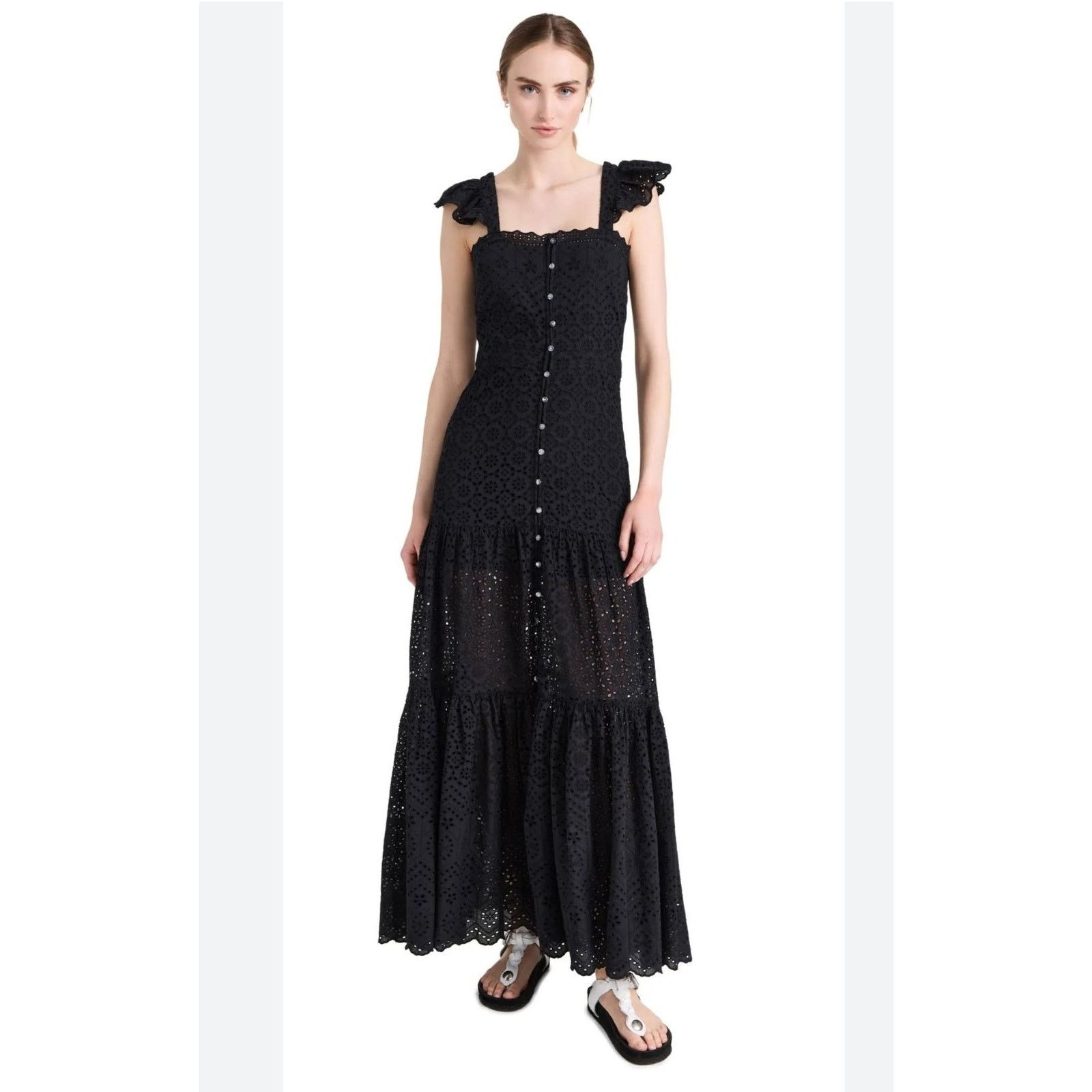 Veronica Beard Veronica Beard Aislin Eyelet Cotton Tiered Maxi Long Dress10 Size L / US 10 / IT 46 - 2 Thumbnail