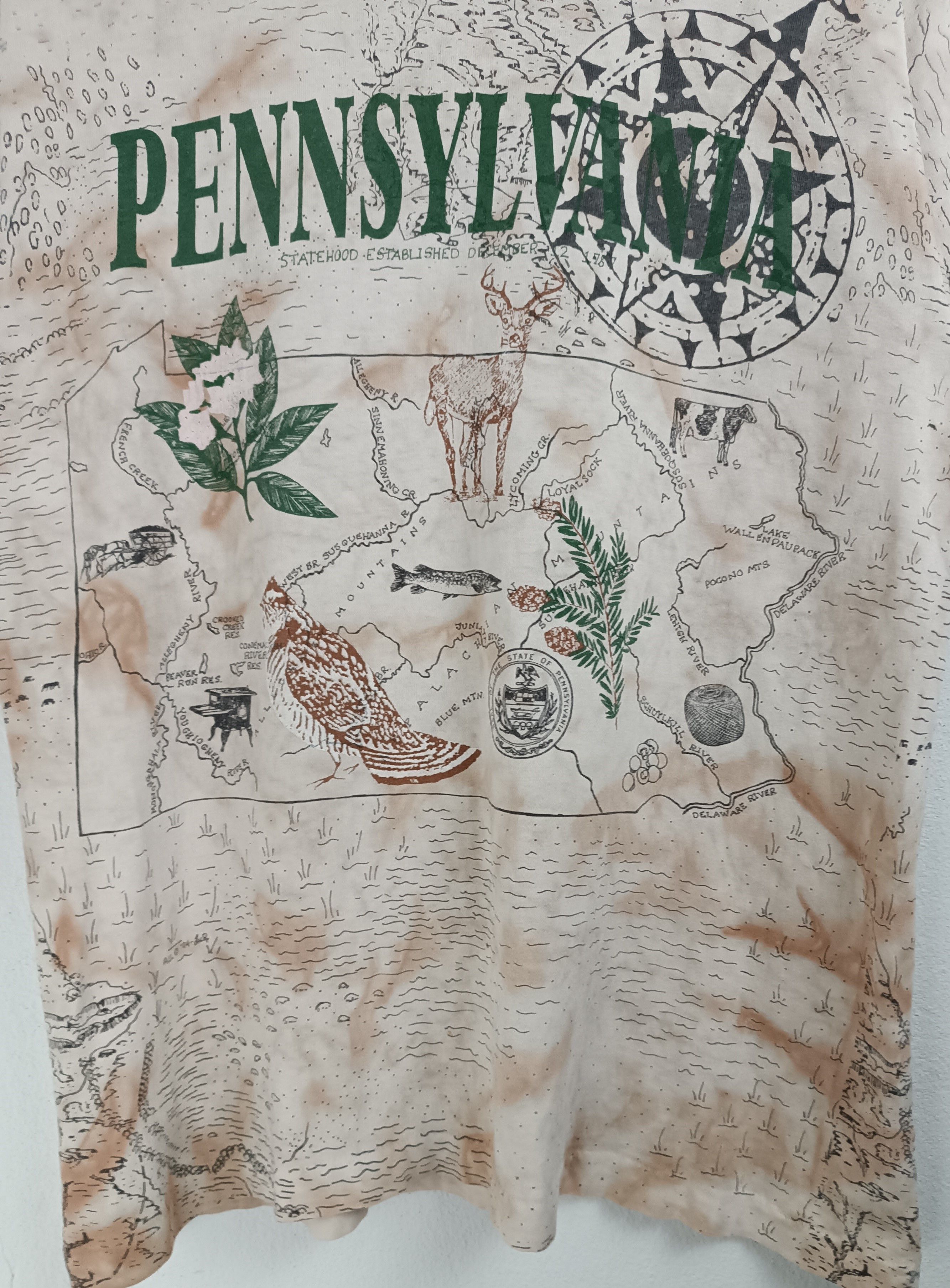 Vintage VINTAGE 90'S PENNSYLVANIA STATE AOP MAP TEE VERY RARE OVP Size US M / EU 48-50 / 2 - 13 Thumbnail