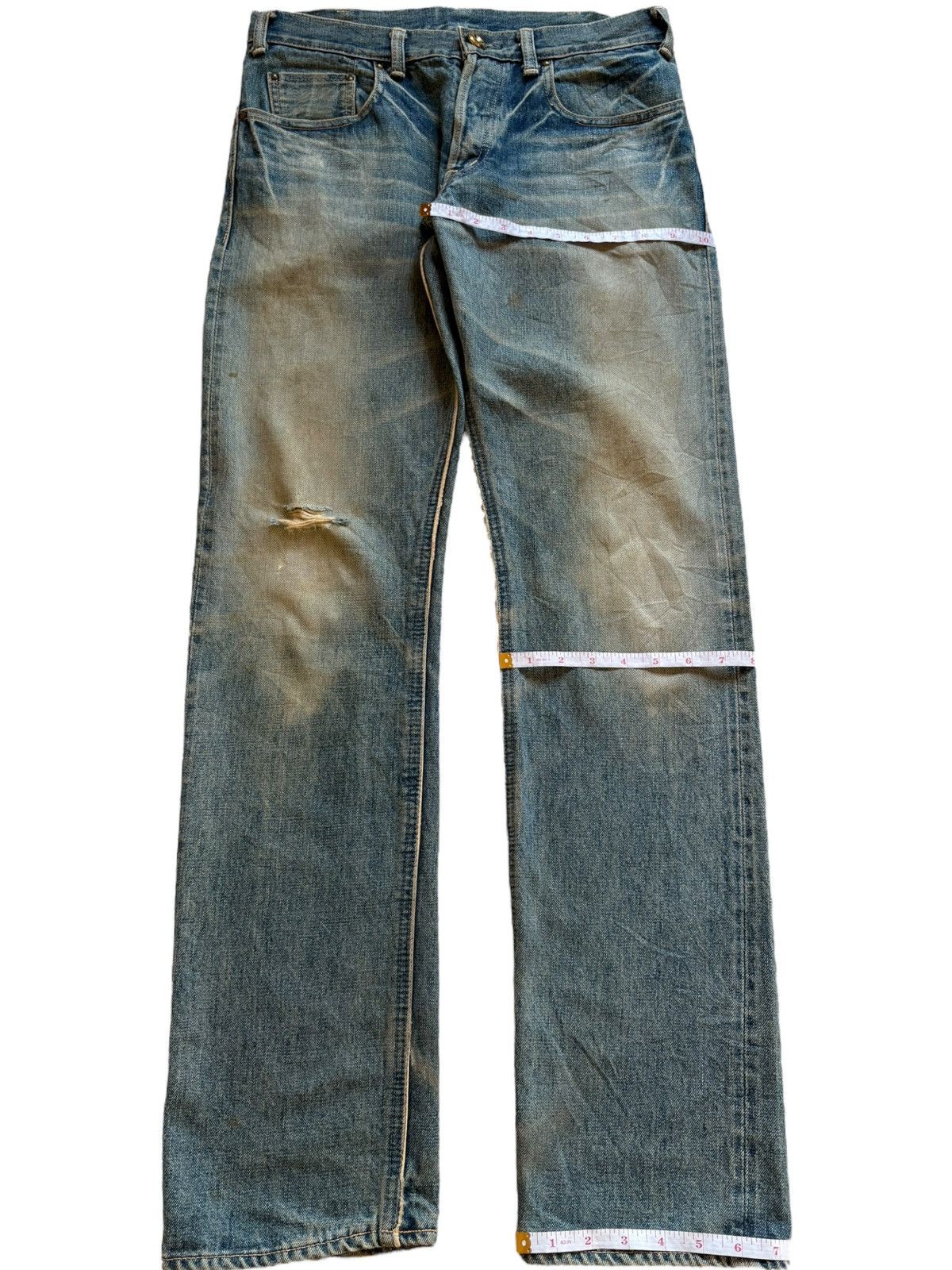 Designer × Japanese Brand Vintage Japanese Brand Selvedge Rusty Mud Wash Distres Jeans Size US 32 / EU 48 - 14 Thumbnail