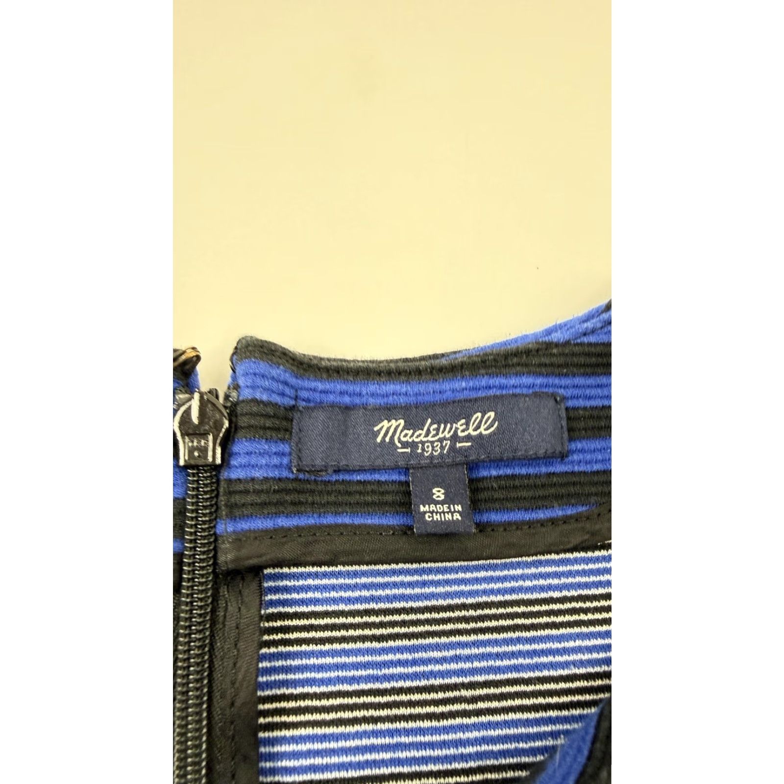 Madewell Madewell Dress Womens 8 Blue Black Striped Short Sleeve Knit Fit & Flare Size 30" / US 8 / IT 44 - 3 Thumbnail