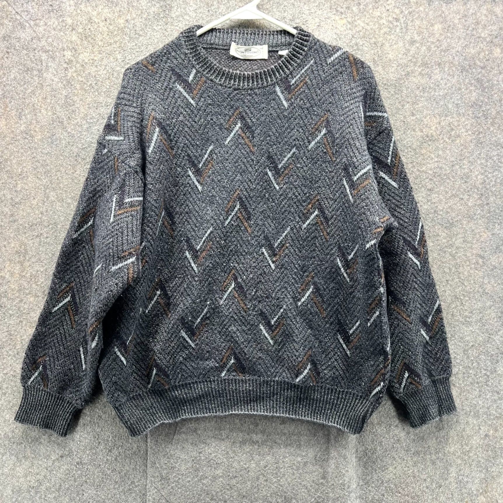 Pronto Uomo VINTAGE Pronto Uomo Sweater Mens Large Gray Merino Wool Italy Pullover Herringbone Size US L / EU 52-54 / 3 - 2 Thumbnail