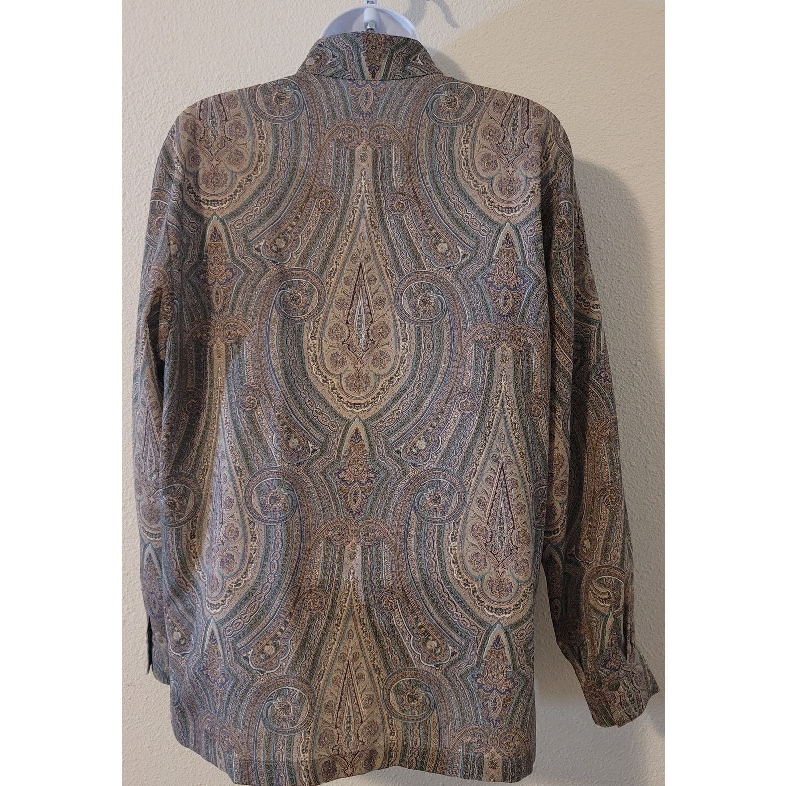 Jaeger VTG Jaeger Mauve Paisley Button Women's Top 91cm 36 in M Size M / US 6-8 / IT 42-44 - 2 Thumbnail
