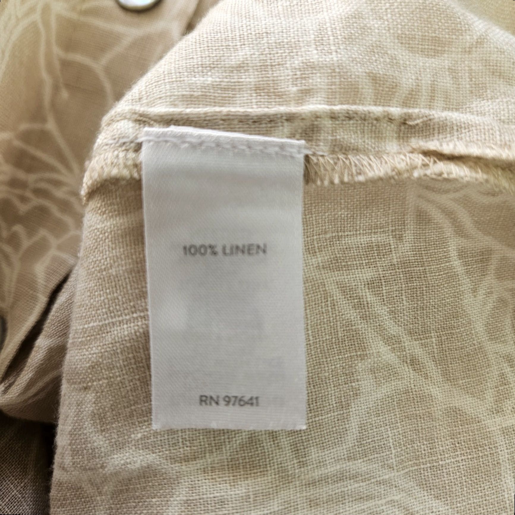 J. Jill J. Jill Love Linen Button-Up Top XL Tall Womens Long Sleeve Floral Tan White Shirt Woman Medical? Size XL / US 12-14 / IT 48-50 - 4 Thumbnail