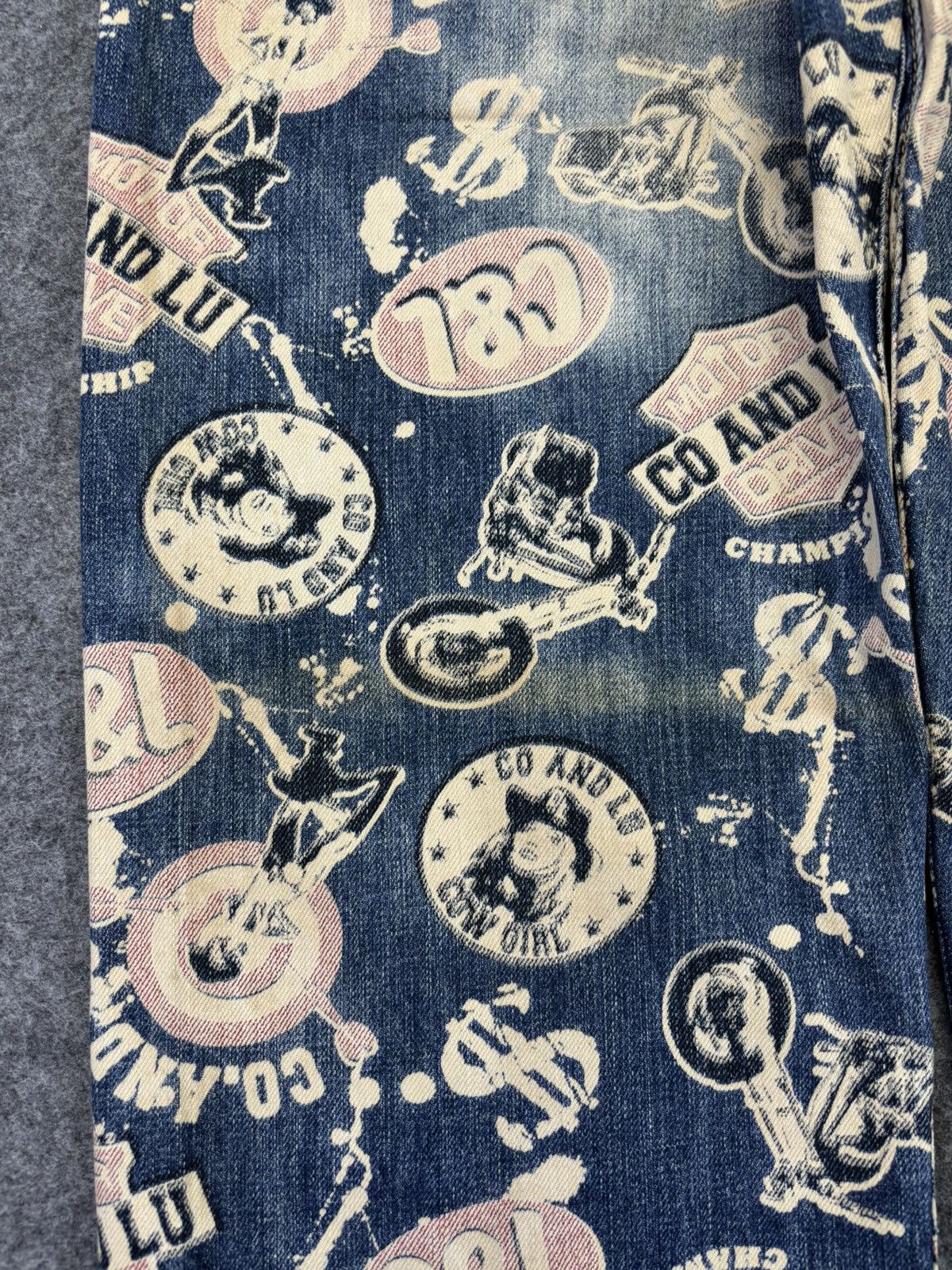 Japanese Brand 💥Hysteric Style💥Co&Lu Full Print Stone Wash Denim F695 Size US 33 - 15 Thumbnail