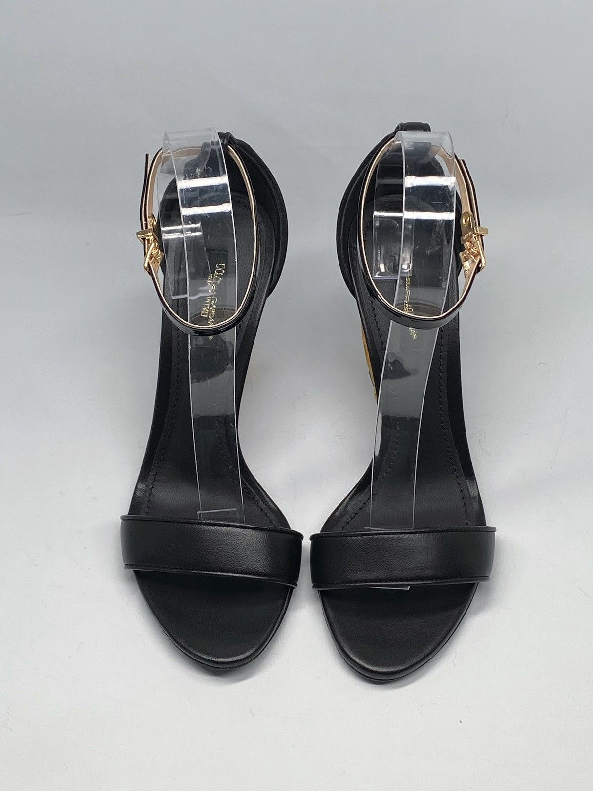 Dolce & Gabbana Dolce&Gabbana Sculpted-Heel DG Leather Sandals size 38 Size US 8 / IT 38 - 3 Thumbnail