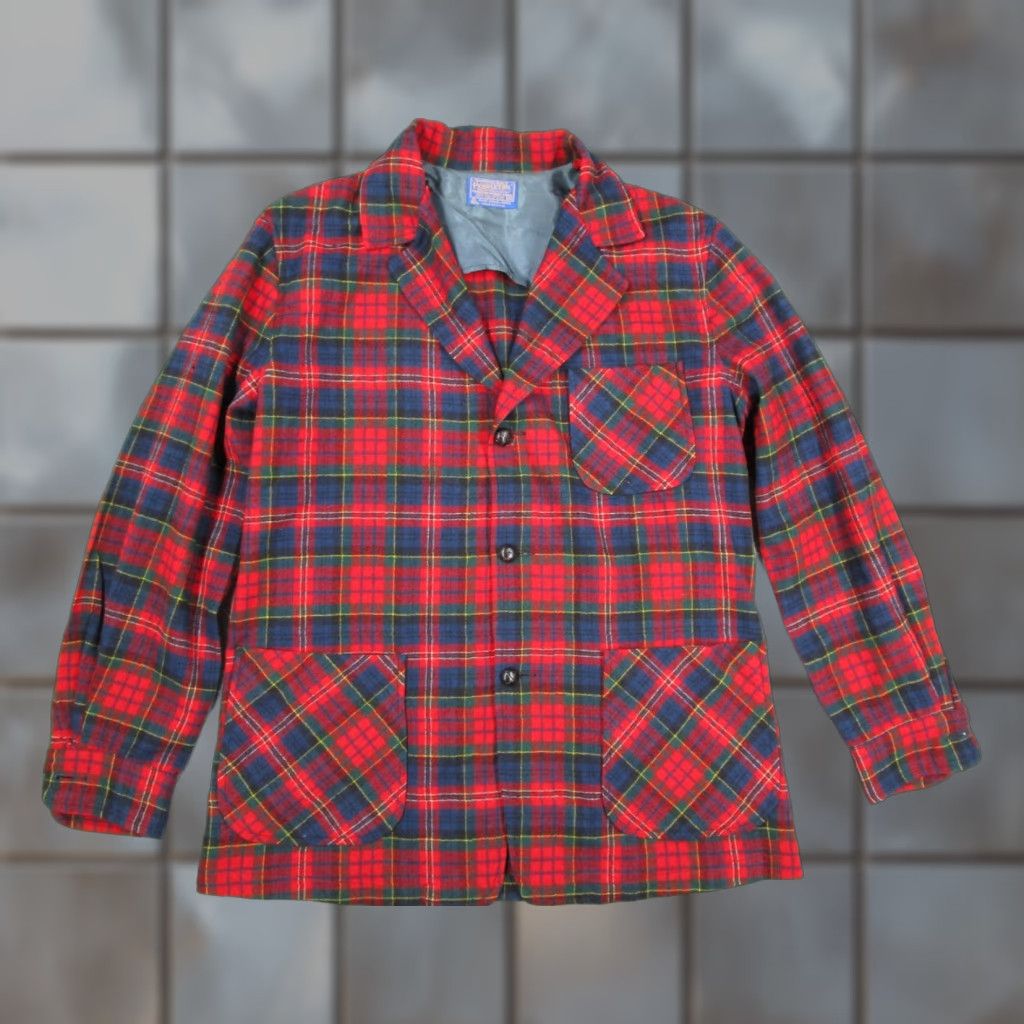 Pendleton VINTAGE Pendleton Jacket Mens Medium Blue Plaid Wool Button Up Shacket with Pockets - Made in USA 80s Western Theme Mens Size US M / EU 48-50 / 2 - 1 Thumbnail