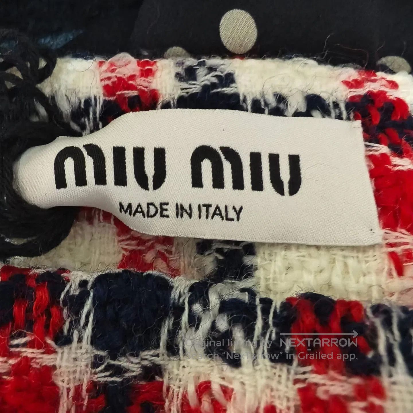 Miu Miu Miu Miu Red Black Checkered Woven Skirt. Size 39" - 4 Thumbnail