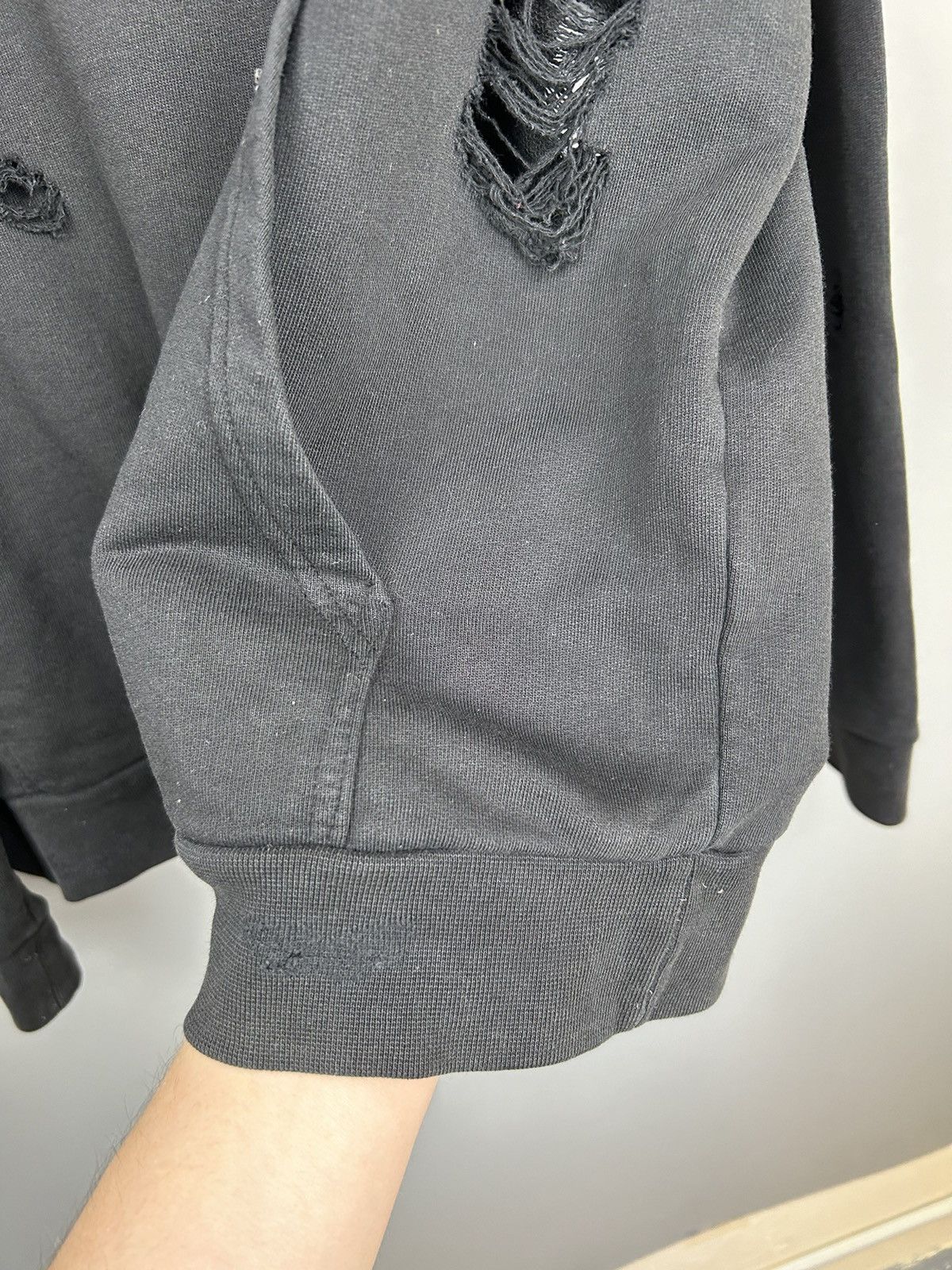 Designer × Sandro Modern Sandro Black Blank Thrashed Hoodie Size US M / EU 48-50 / 2 - 13 Thumbnail