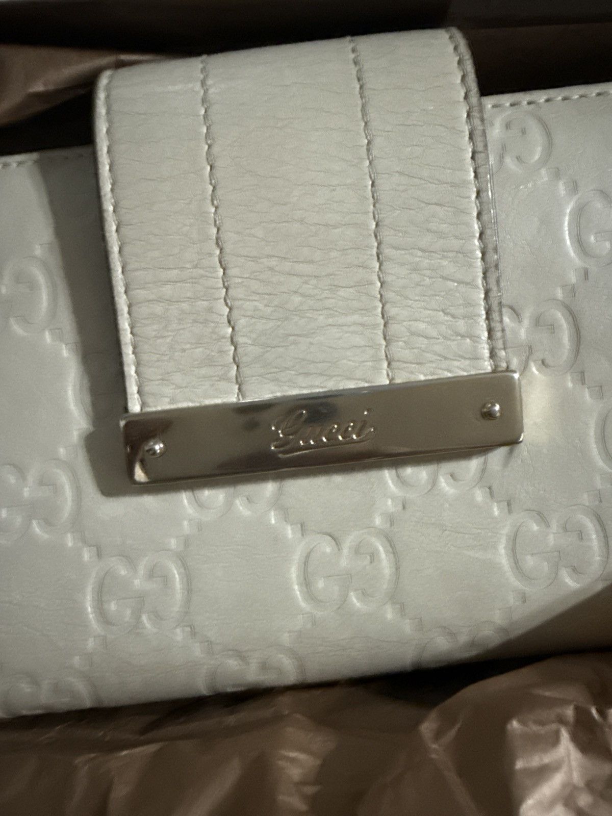 Gucci Gucci Ivory Leather GG Guccissima Snap Closure Wallet Size ONE SIZE - 8 Thumbnail