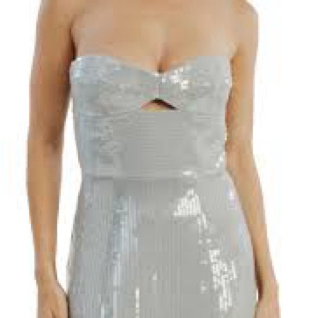 Bardo Bardot Shimmering Cutout Silver Strapless Dress Size XXL Size XXL / US 16-18 / IT 52-54 - 7 Thumbnail