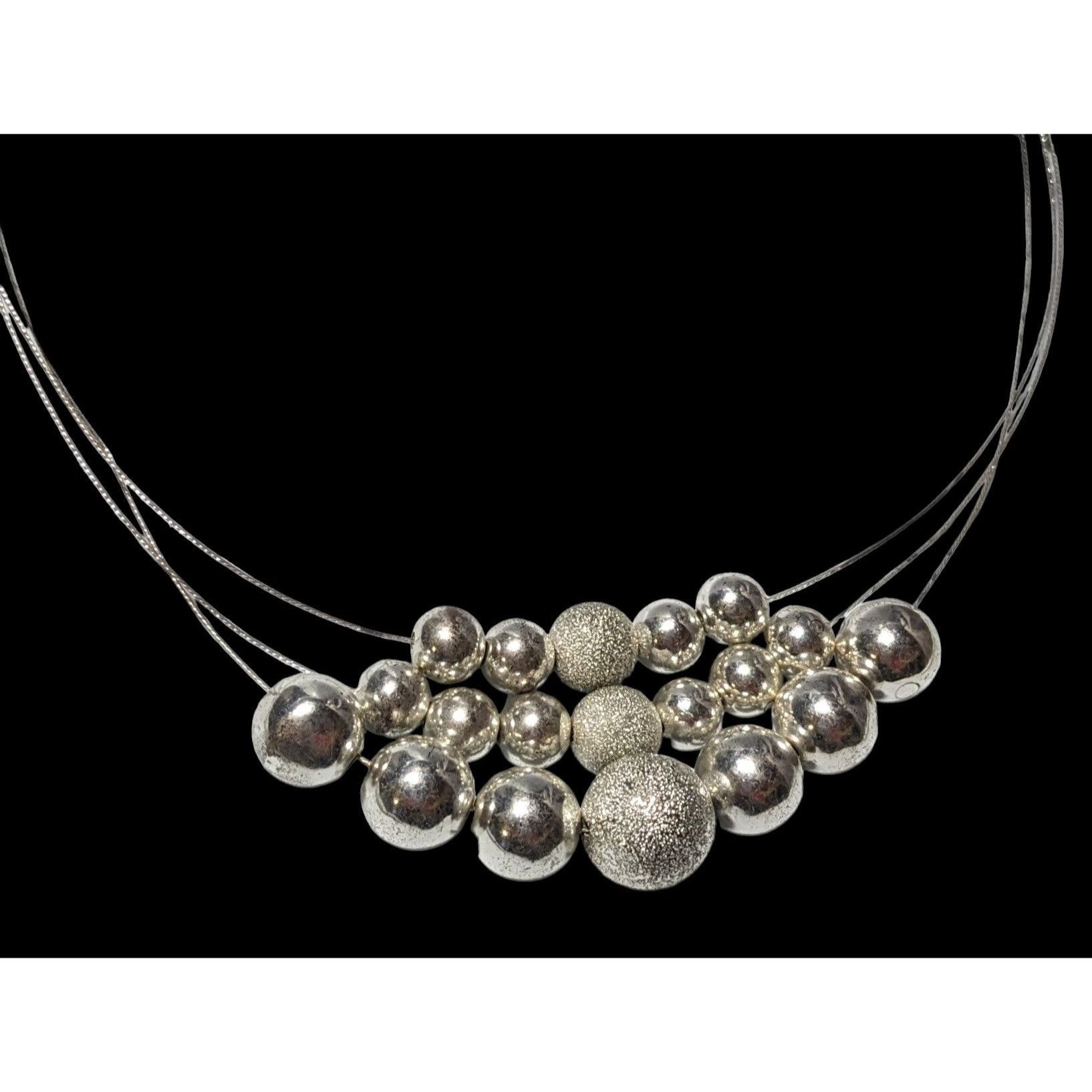 Other Elegant Multilayer Silver Beaded Necklace Size ONE SIZE - 3 Thumbnail
