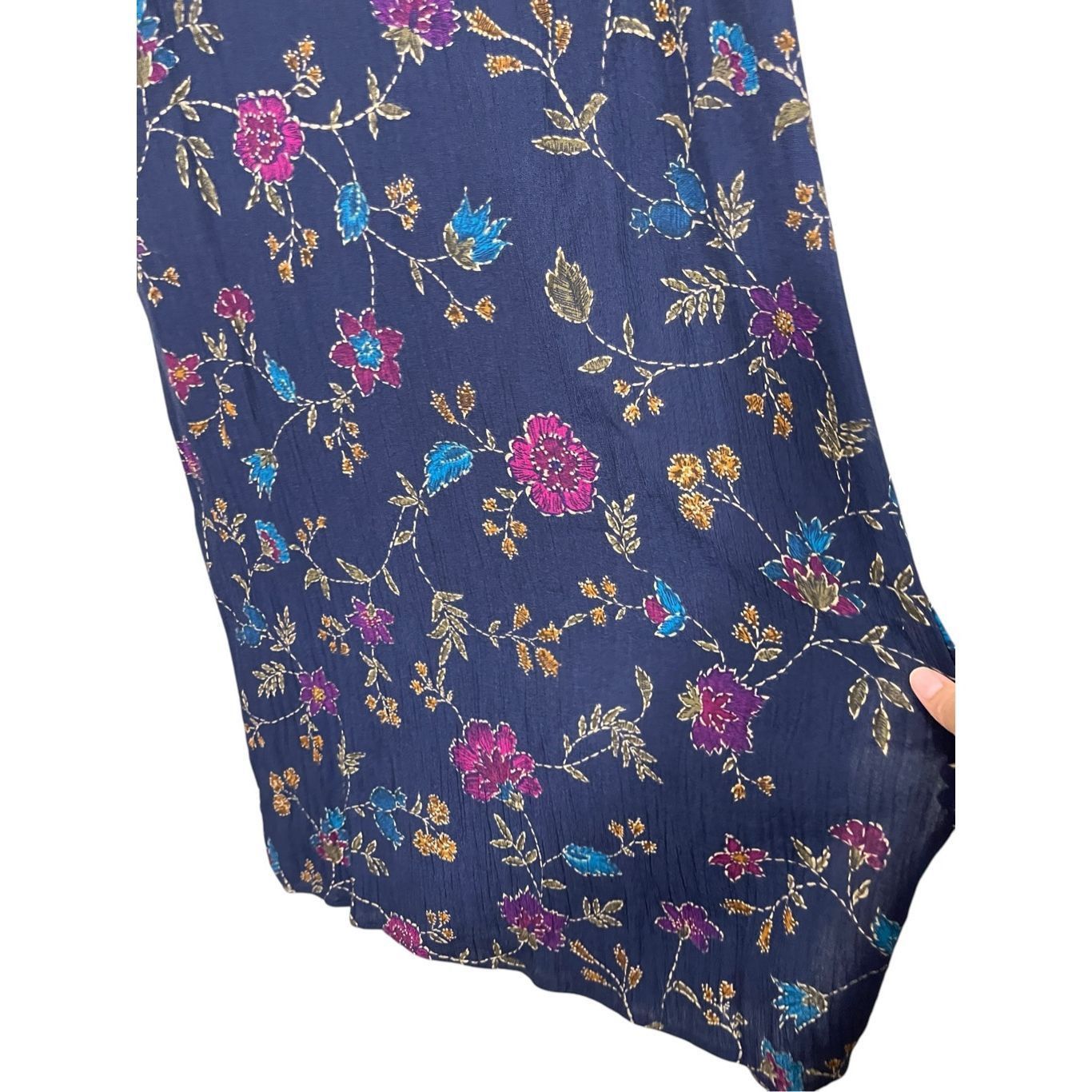 Other Vintage R&K 90s Blue Floral Print Maxi Dress Size 4P Size S / US 4 / IT 40 - 4 Thumbnail