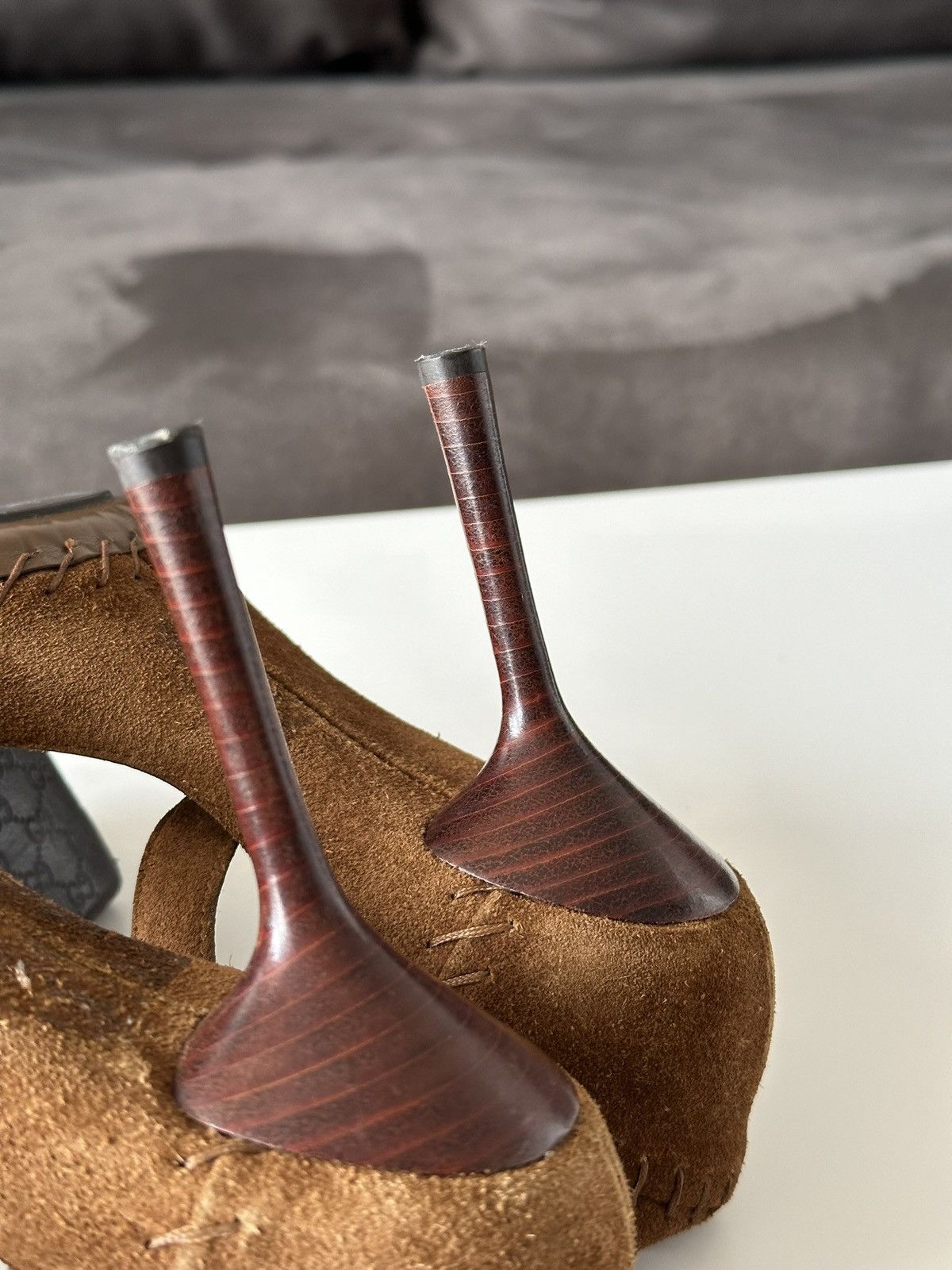 Gucci Gucci Suede Ankle Cuff Pointed Toe Brown D'orsay Pumps Heels Size US 6 / IT 36 - 13 Thumbnail