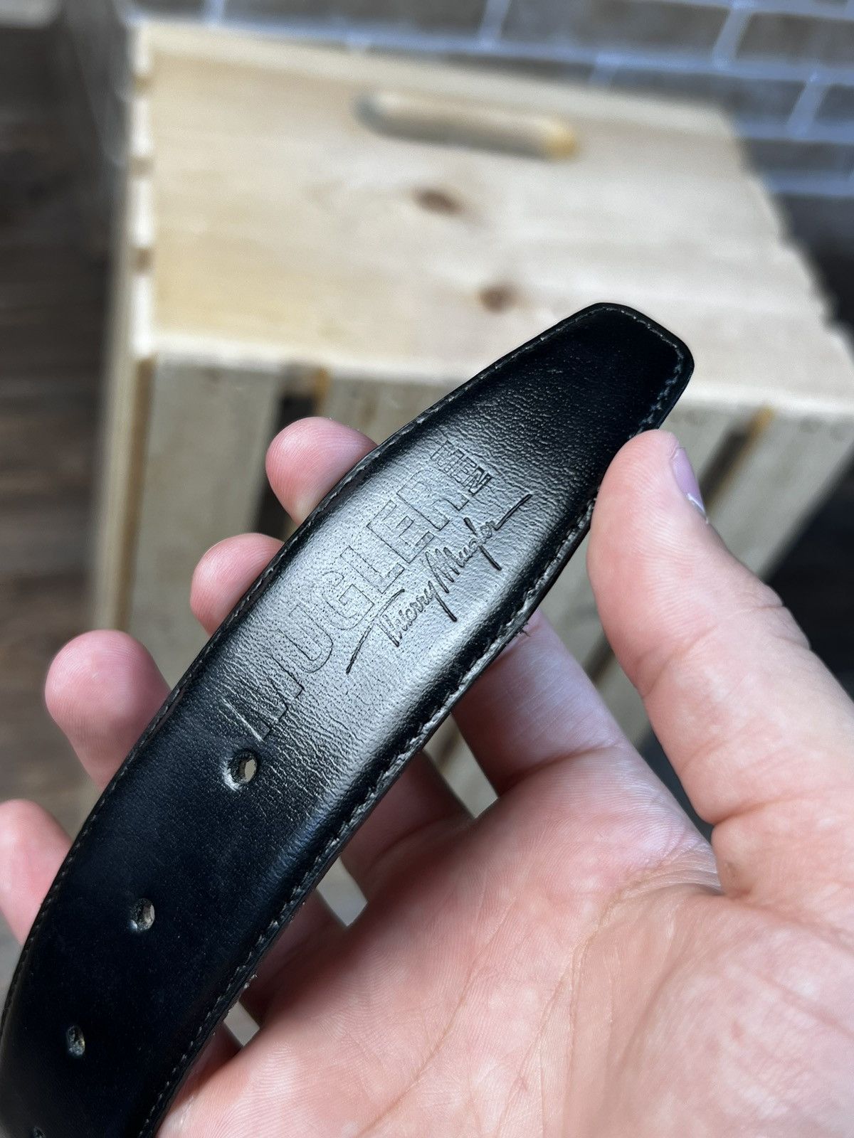 Thierry Mugler × Vintage Mugler Men Black Leather Belt Size ONE SIZE - 9 Thumbnail