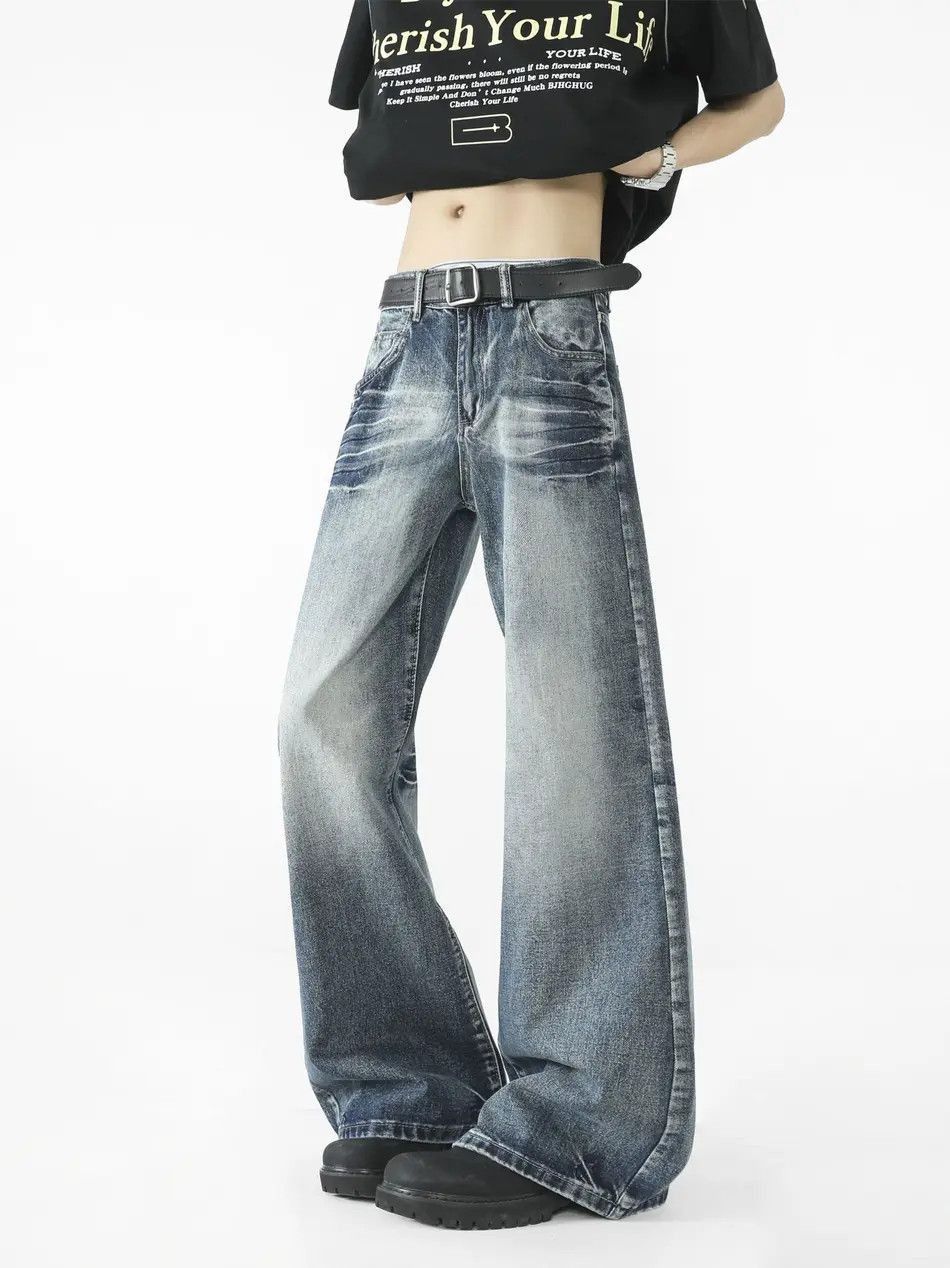 Japanese Brand Retro loose straight leg cat whisker jeans Size US 32 / EU 48 - 2 Thumbnail