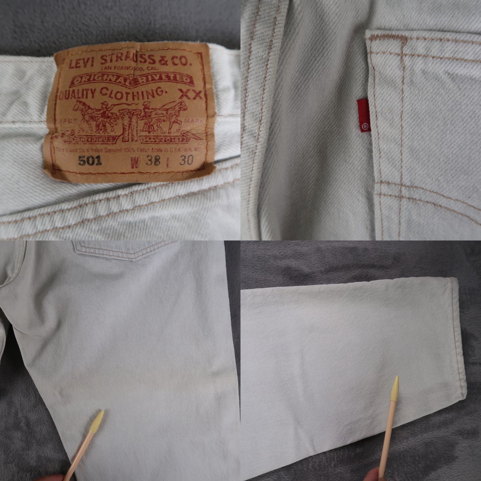 Levi's VINTAGE Levi's 501 Jeans Denim 38x30 Gray Mens USA 90s 5-Pocket Straight Regular Fit Cotton Button Closure Belt Loops Size US 38 / EU 54 - 9 Thumbnail