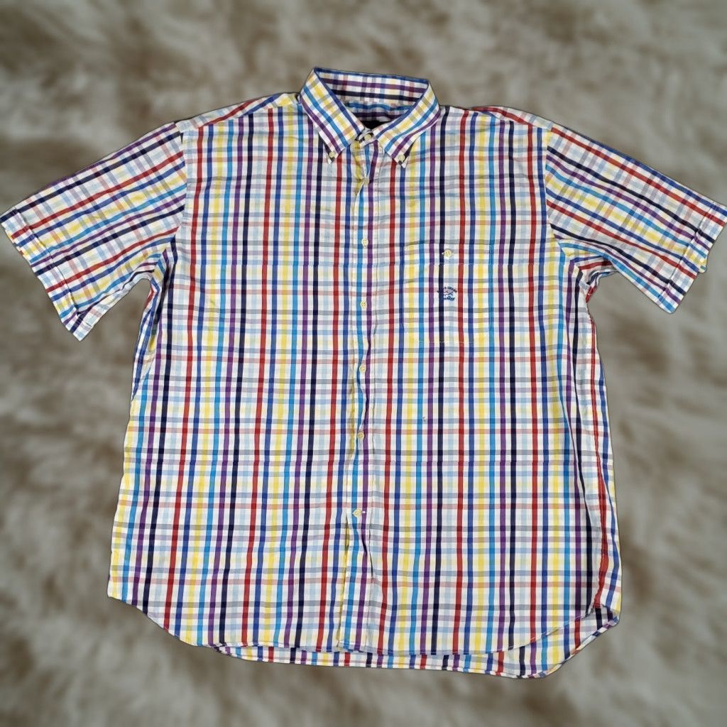 Paul & Shark Paul & Shark Shirt Mens 45 Blue Check Button-Up Short Sleeve Casual Classic, Colorful, Preppy, Modern Mens Clothing Size US XXL / EU 58 / 5 - 1 Thumbnail