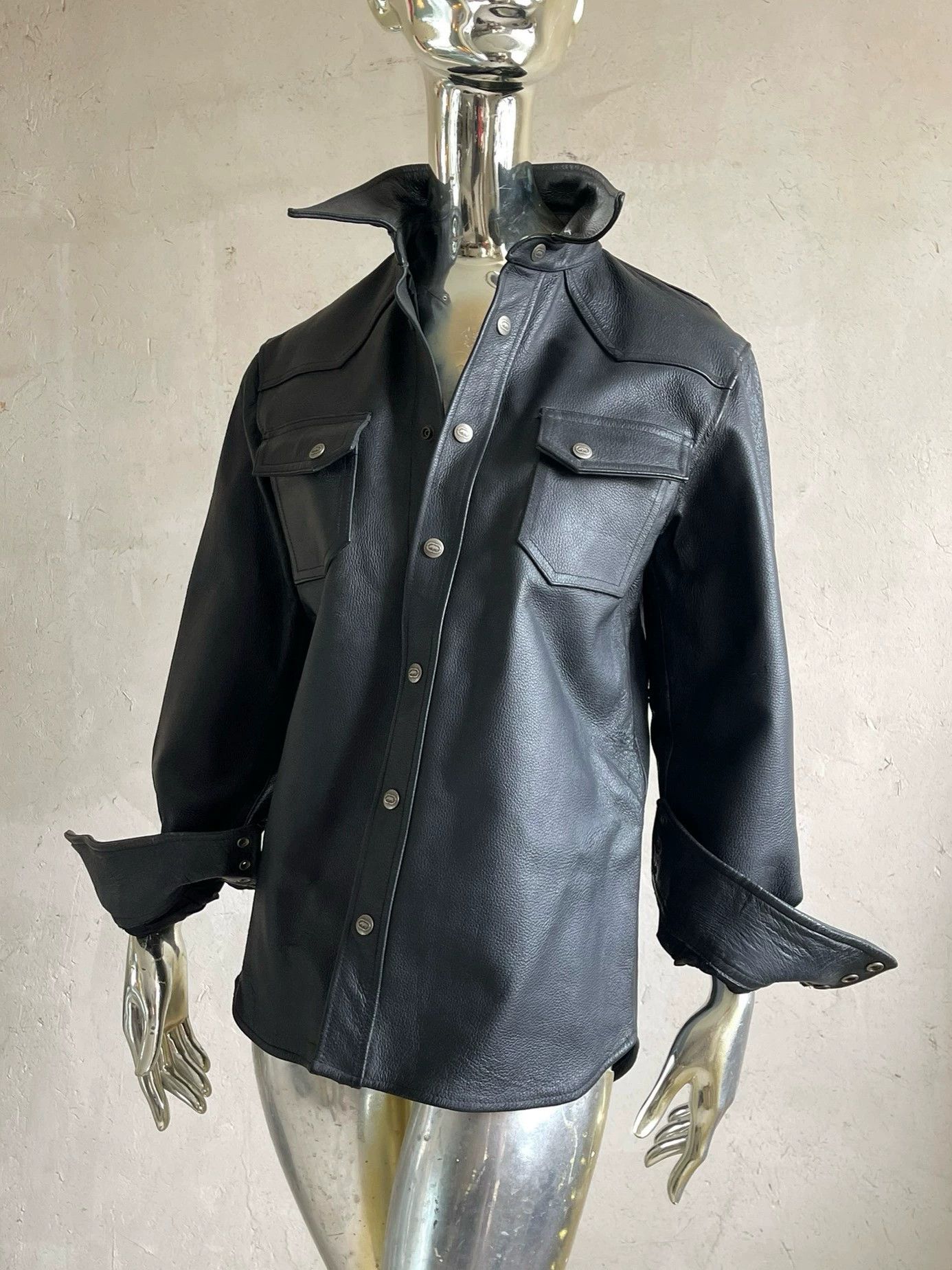 Playboy PLAYBOY Vtg Litchi Grain Leather Shacket Unisex XL Size US XL / EU 56 / 4 - 1 Thumbnail