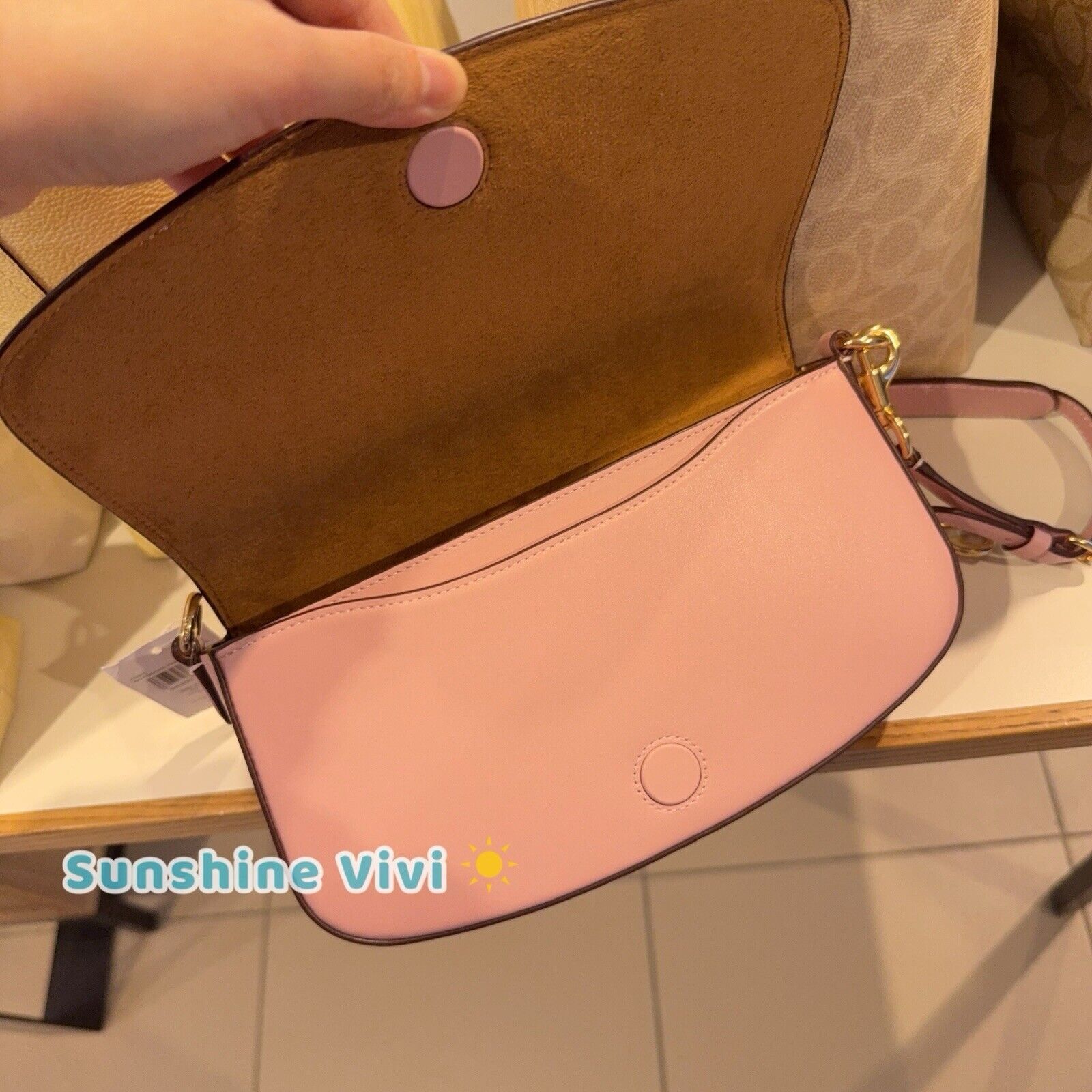 Coach NWT Coach Andrea Shoulder Bag Signature CV973 In Powder Pink Size ONE SIZE - 8 Thumbnail