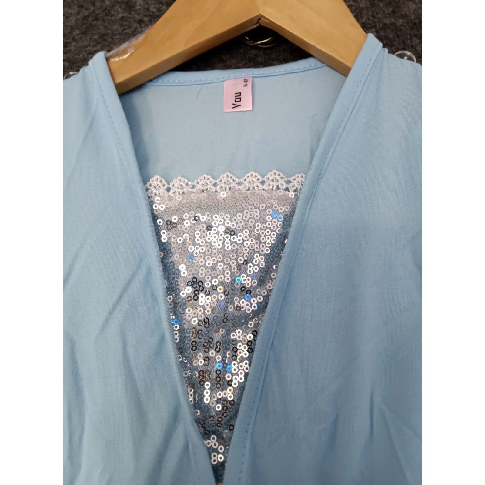 Vintage YOU Princess Tutu Romper Leotard Dress Girls Halloween Costume 5-6 Yrs Old Blue Glitter Fairy Tale Dress Girls 5-6 T Size ONE SIZE - 3 Thumbnail