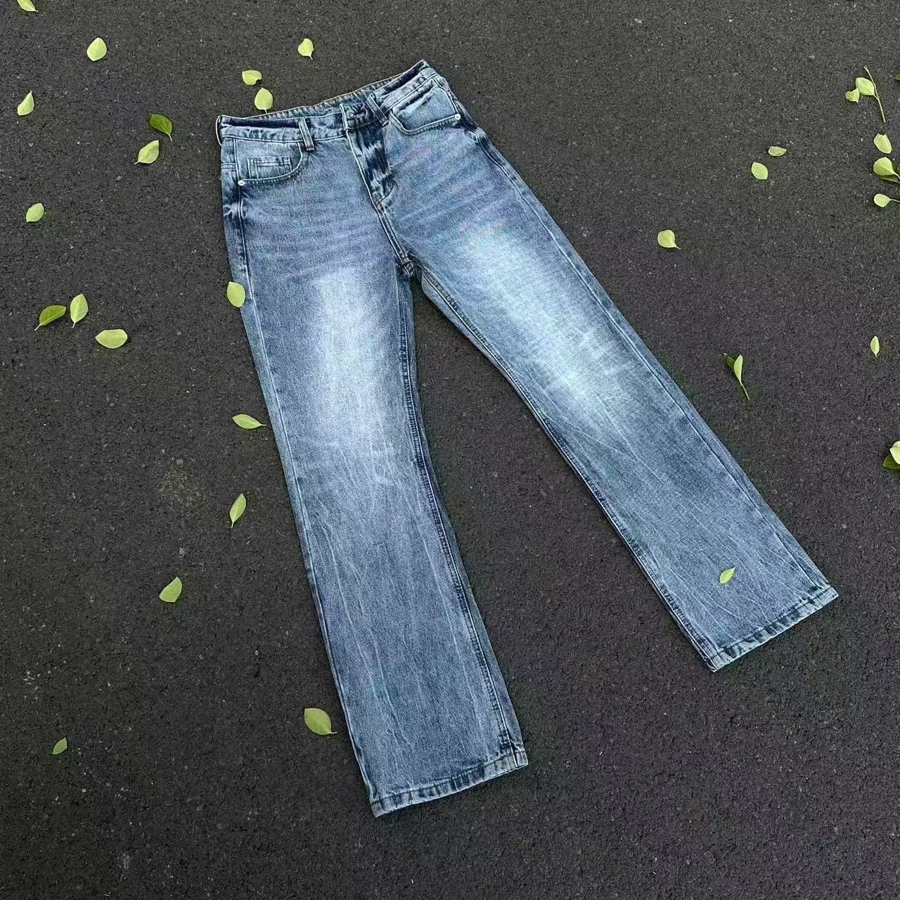 Japanese Brand × Jean Heavy duty washed straight leg micro flare jeans Size US 30 / EU 46 - 3 Thumbnail