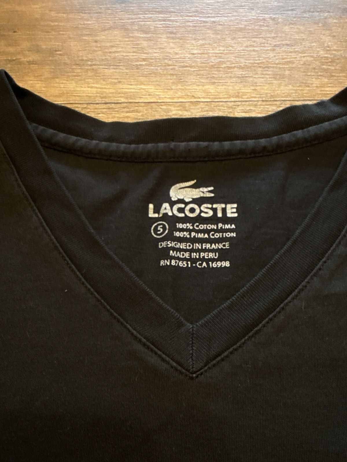 Lacoste Lacoste V-Neck Black Tee Size US L / EU 52-54 / 3 - 4 Thumbnail