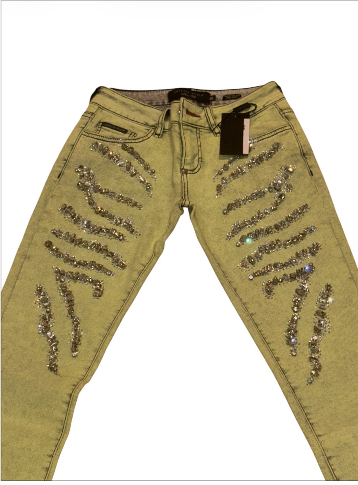 Philipp Plein Philipp Plein light-wash jeans -rhinestones– new with tags Size 26" / US 2 / IT 38 - 4 Thumbnail