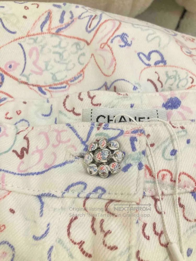 Chanel Chanel Little fish graffiti wide-leg trousers Size 24" / US 00 / IT 34 - 7 Thumbnail