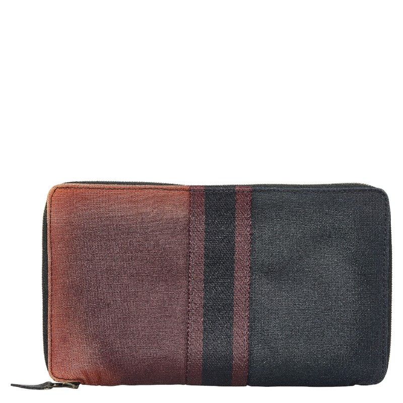 image of Hermes Toile Fourre Tout Wallet Gm in Black, Women's