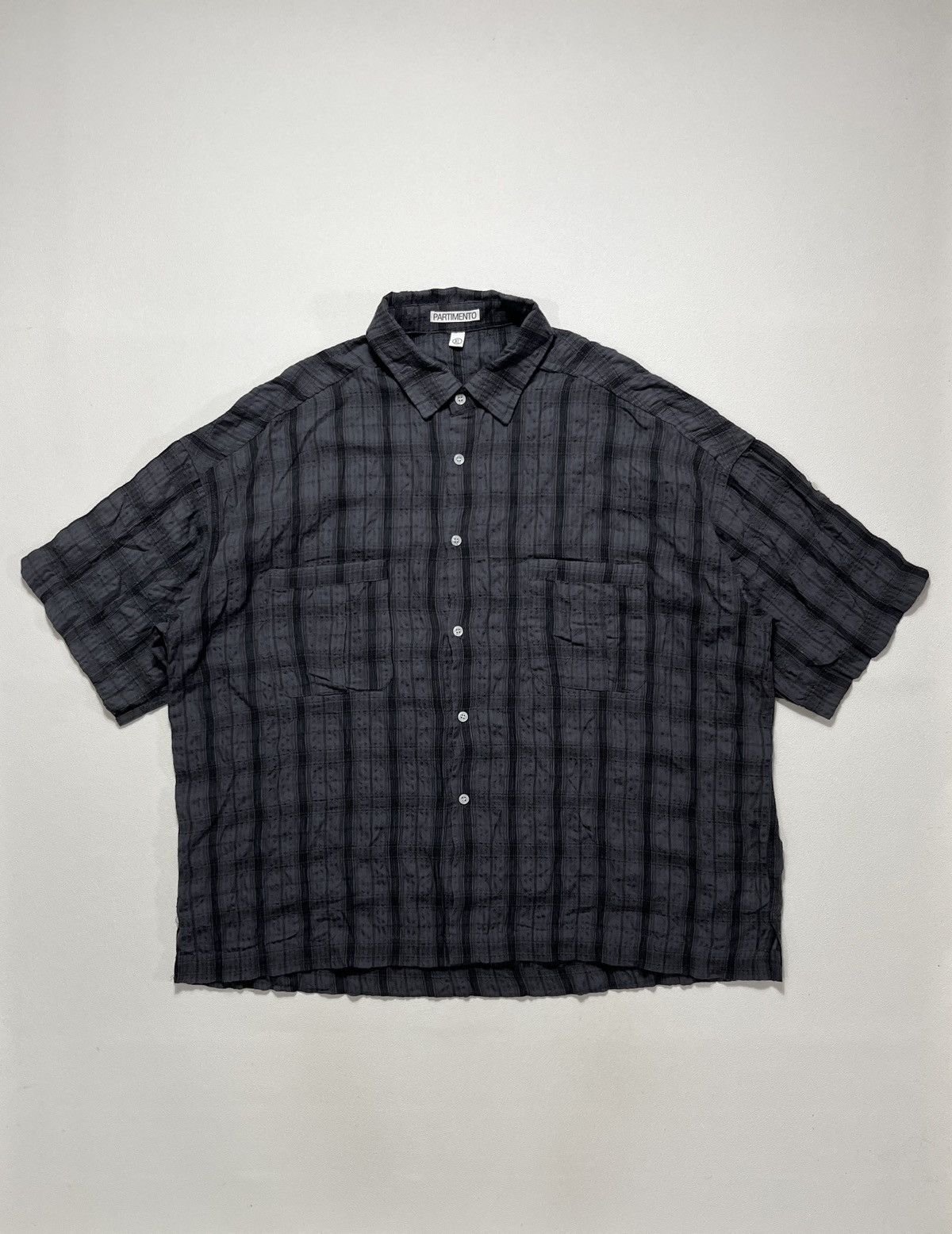 Beams Plus Partimento Wrinkle Check Boxy Roll-Up Half Shirt Dark Navy Size US XL / EU 56 / 4 - 1 Thumbnail