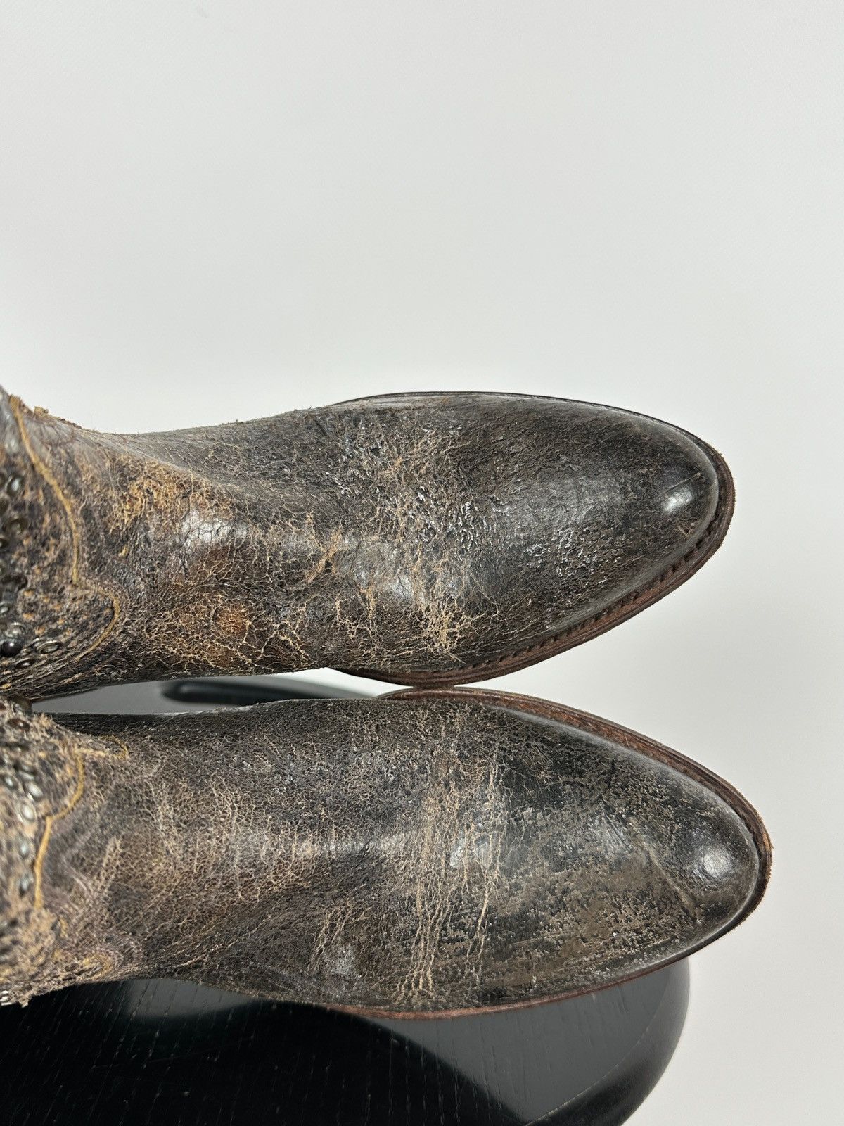 Sendra Sendra 8602 Brown Leather Studded Cowboy Biker Ankle Boots Size US 7.5 / IT 37.5 - 22 Thumbnail