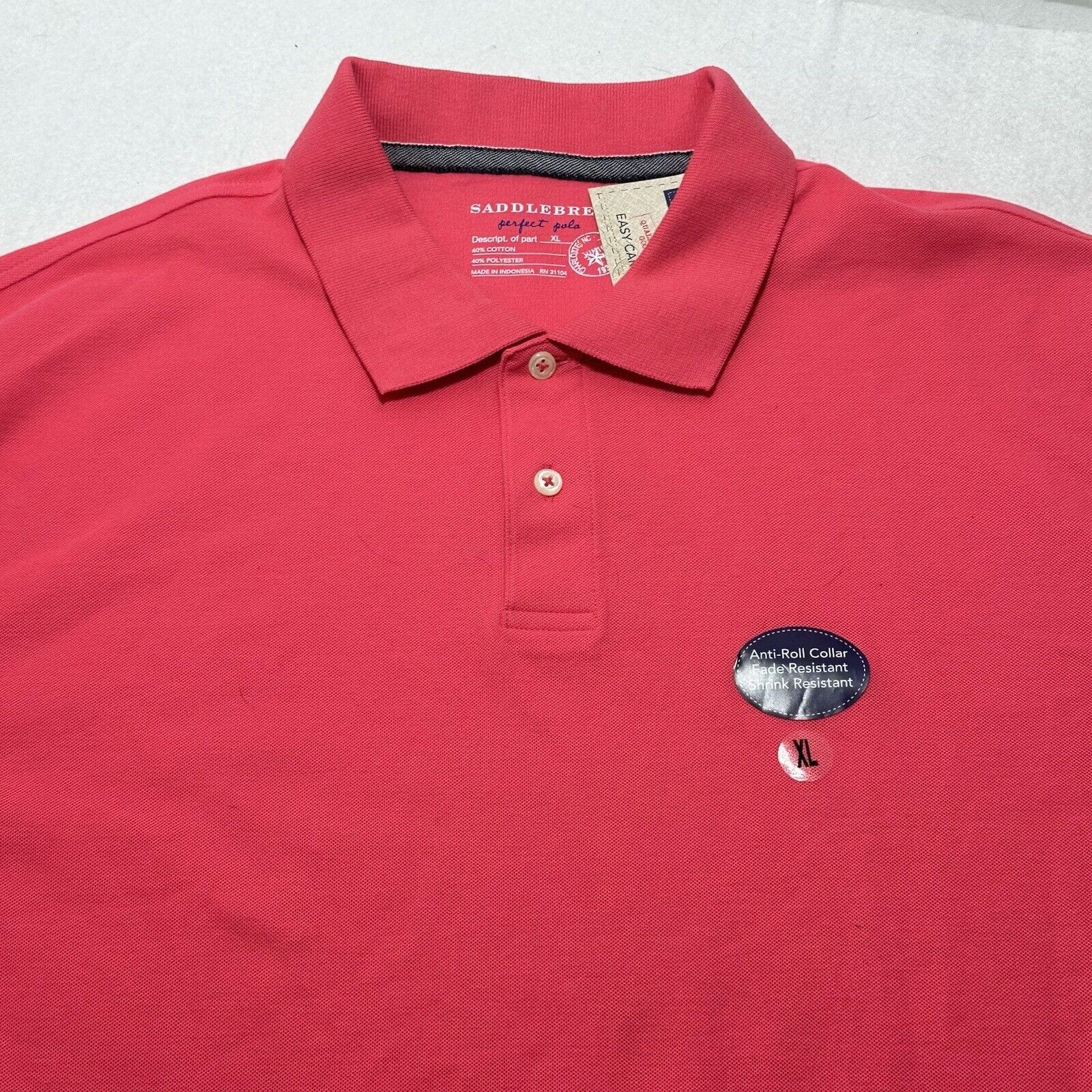 Saddlebred Saddlebred XL Perfect Polo Coral Pink Button Collared Shirt Size US XL / EU 56 / 4 - 4 Thumbnail