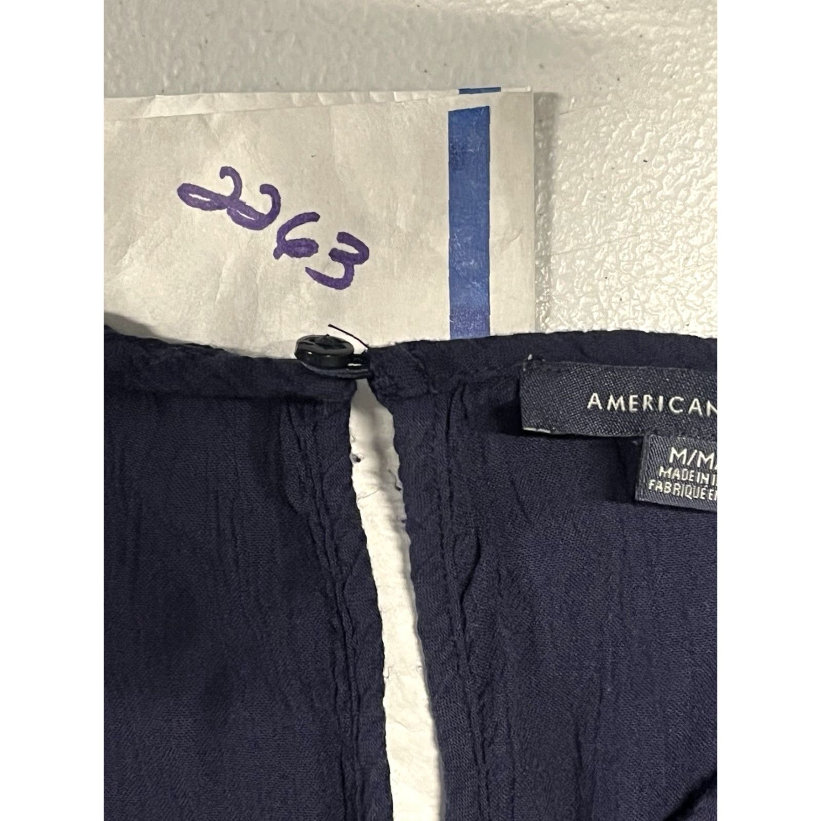Vintage American Eagle Blouse Women M Navy Blue Embroidered Peasant Top Size M / US 6-8 / IT 42-44 - 7 Thumbnail