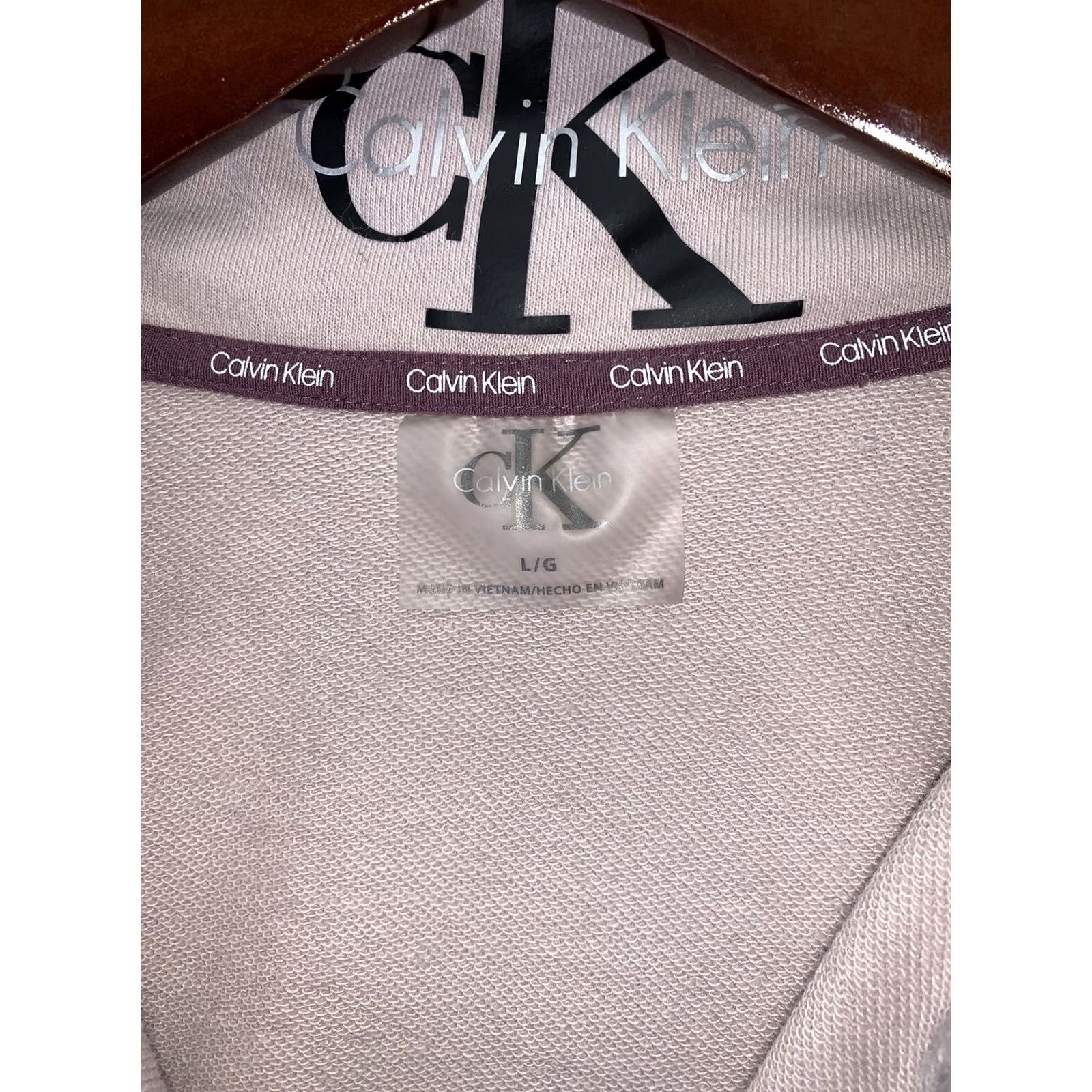 Calvin Klein Calvin Klein Women’s Purple Crop 1/2 Zip Sweatshirt Logo Sleeve Activewear L Ladies Pullover Casual Sweatshirt Spring Fall Winter Size L / US 10 / IT 46 - 3 Thumbnail