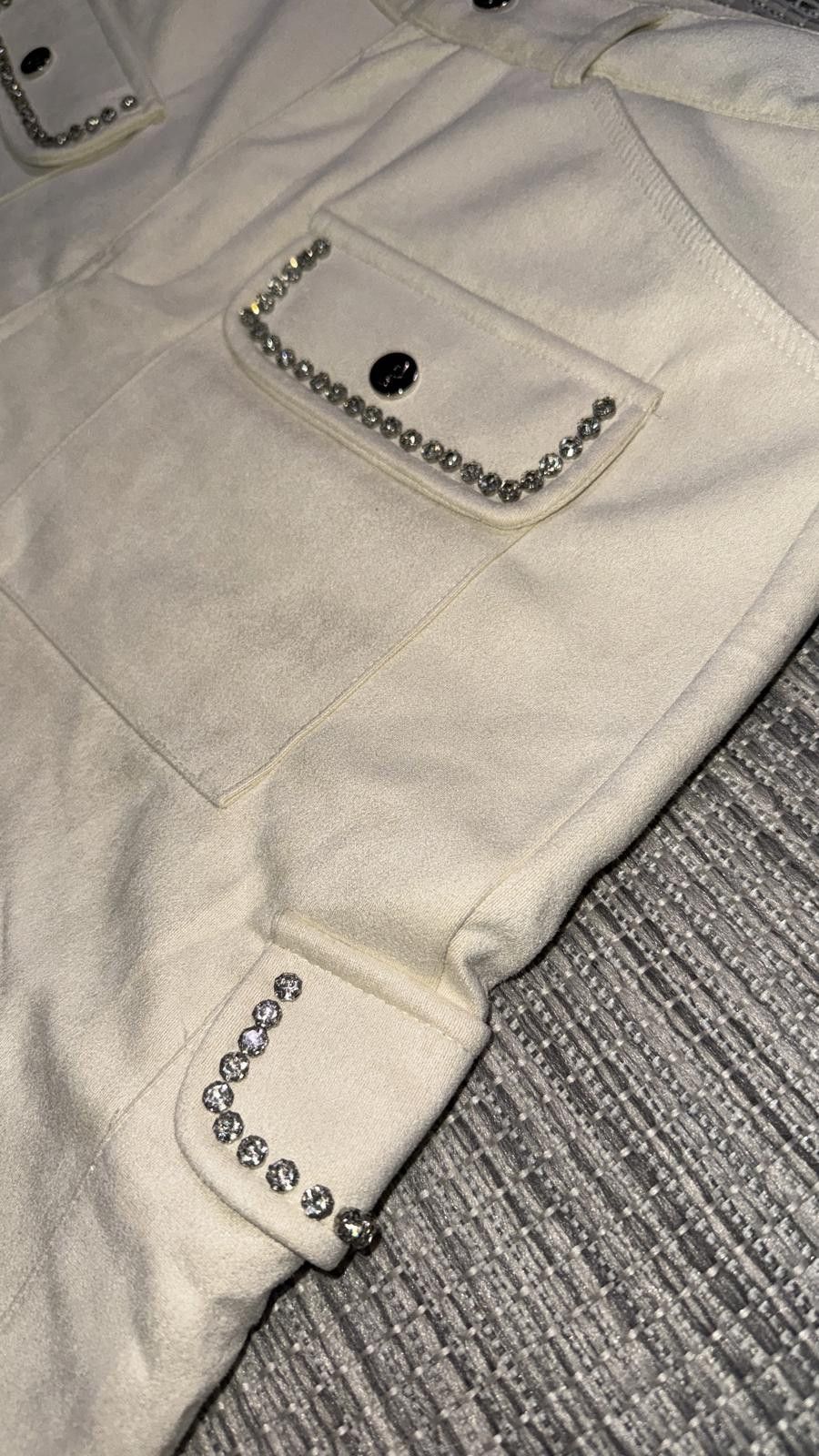 Other Prestige Cream Deerskin Rhinestone Shorts Size US 36 / EU 52 - 2 Thumbnail